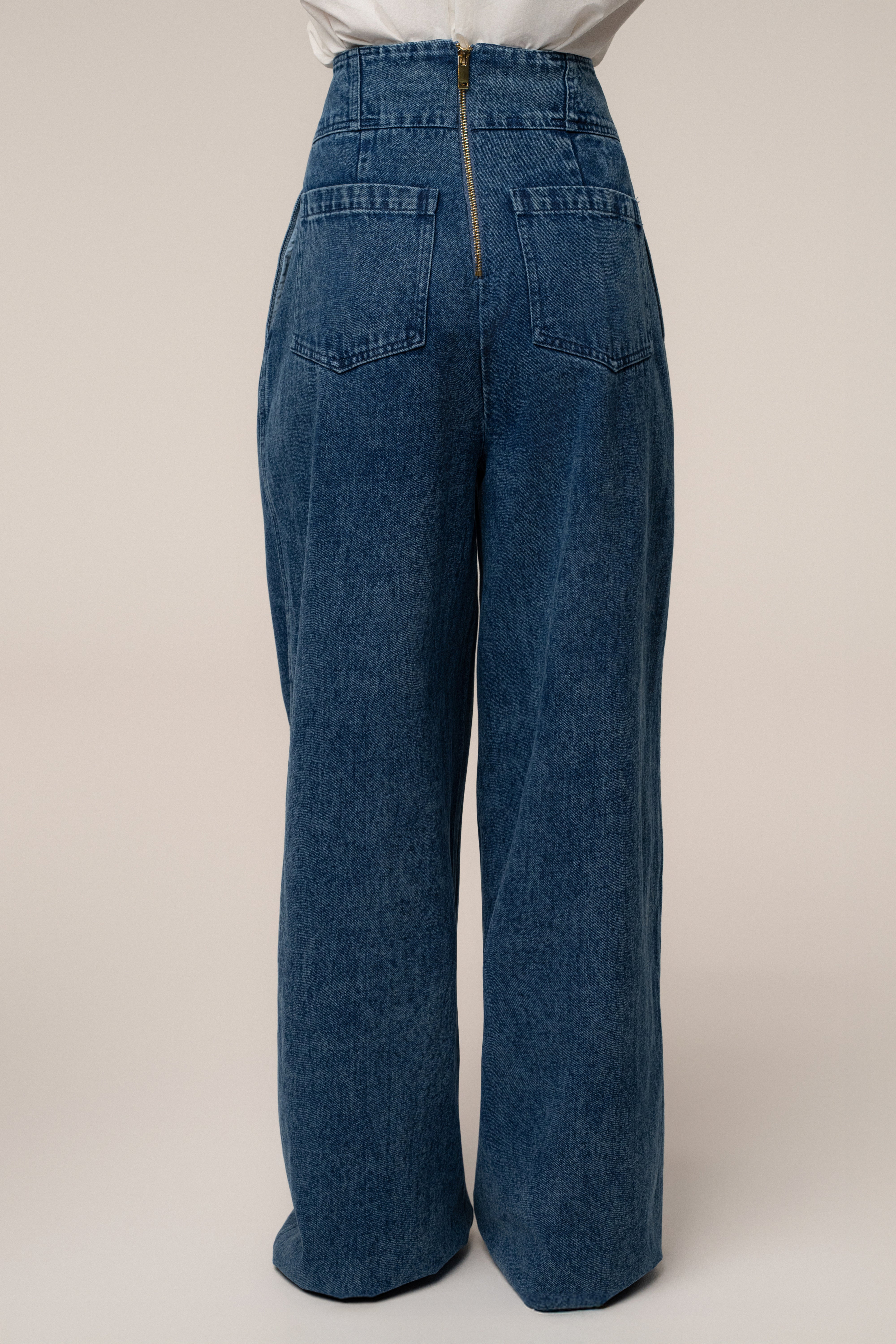 Medium Wash Denim Legacy Pleated Pants - JLUXLABEL