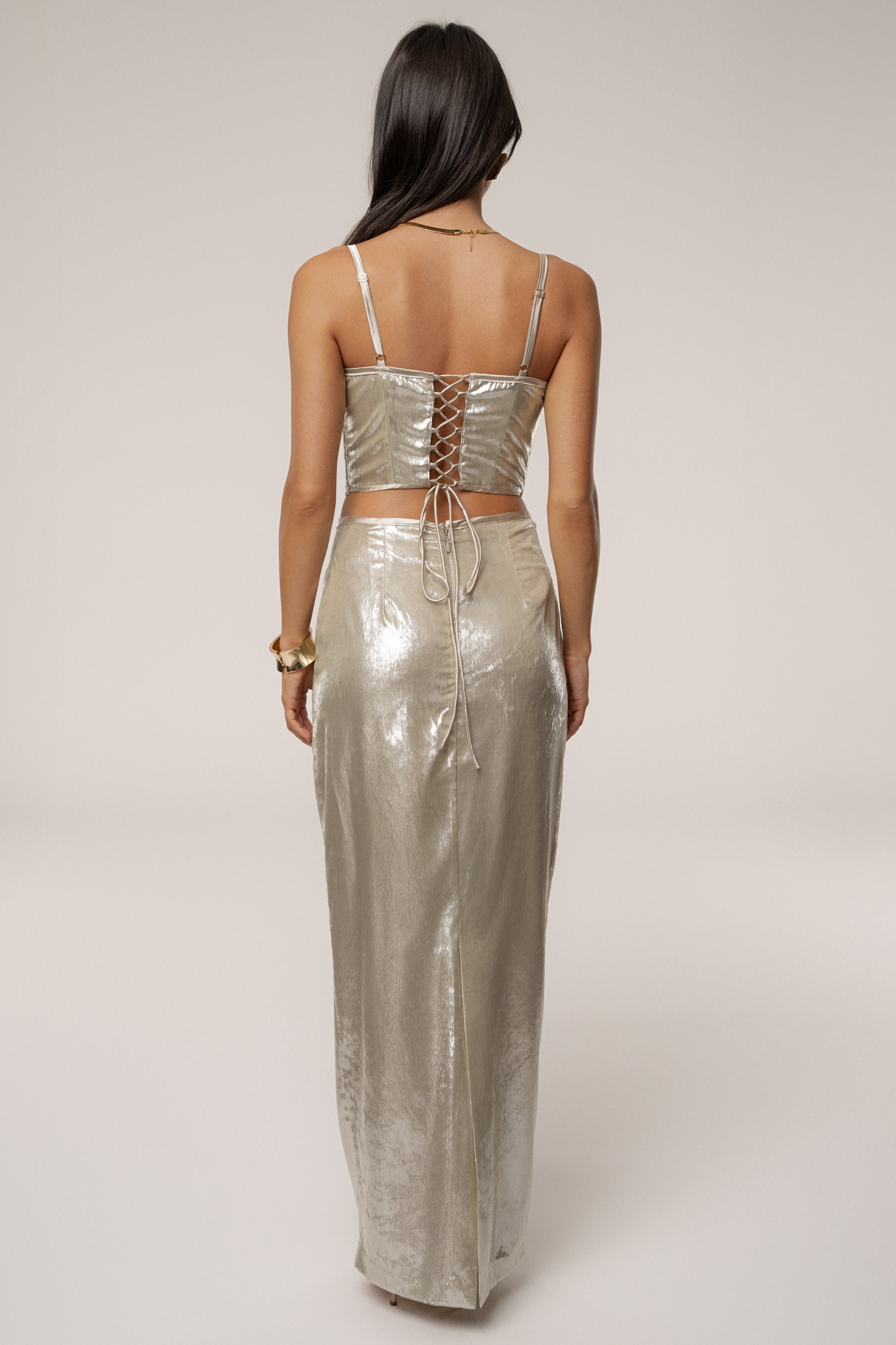 Beige Illuminate Maxi Skirt - JLUXLABEL