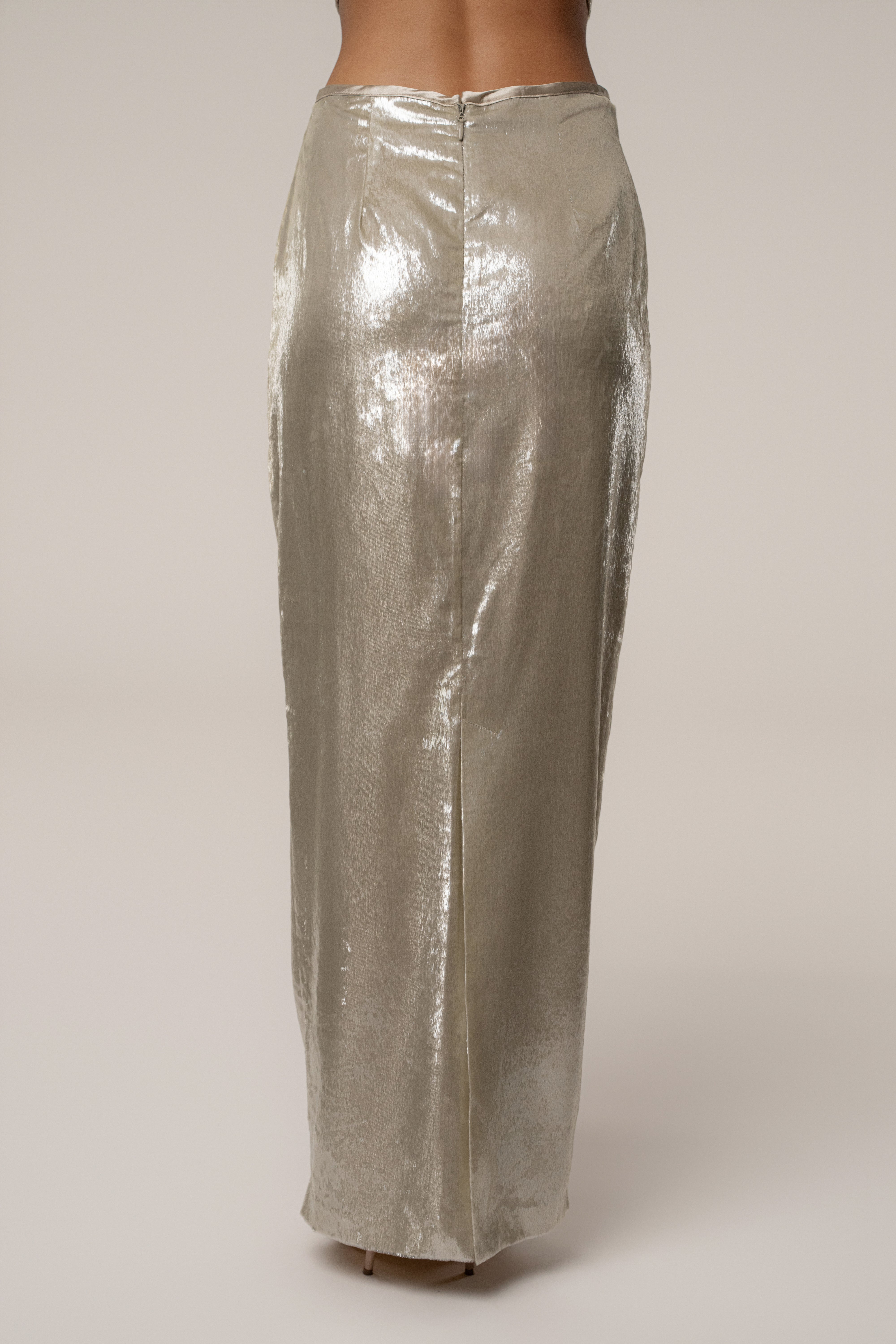 Beige Illuminate Maxi Skirt - JLUXLABEL