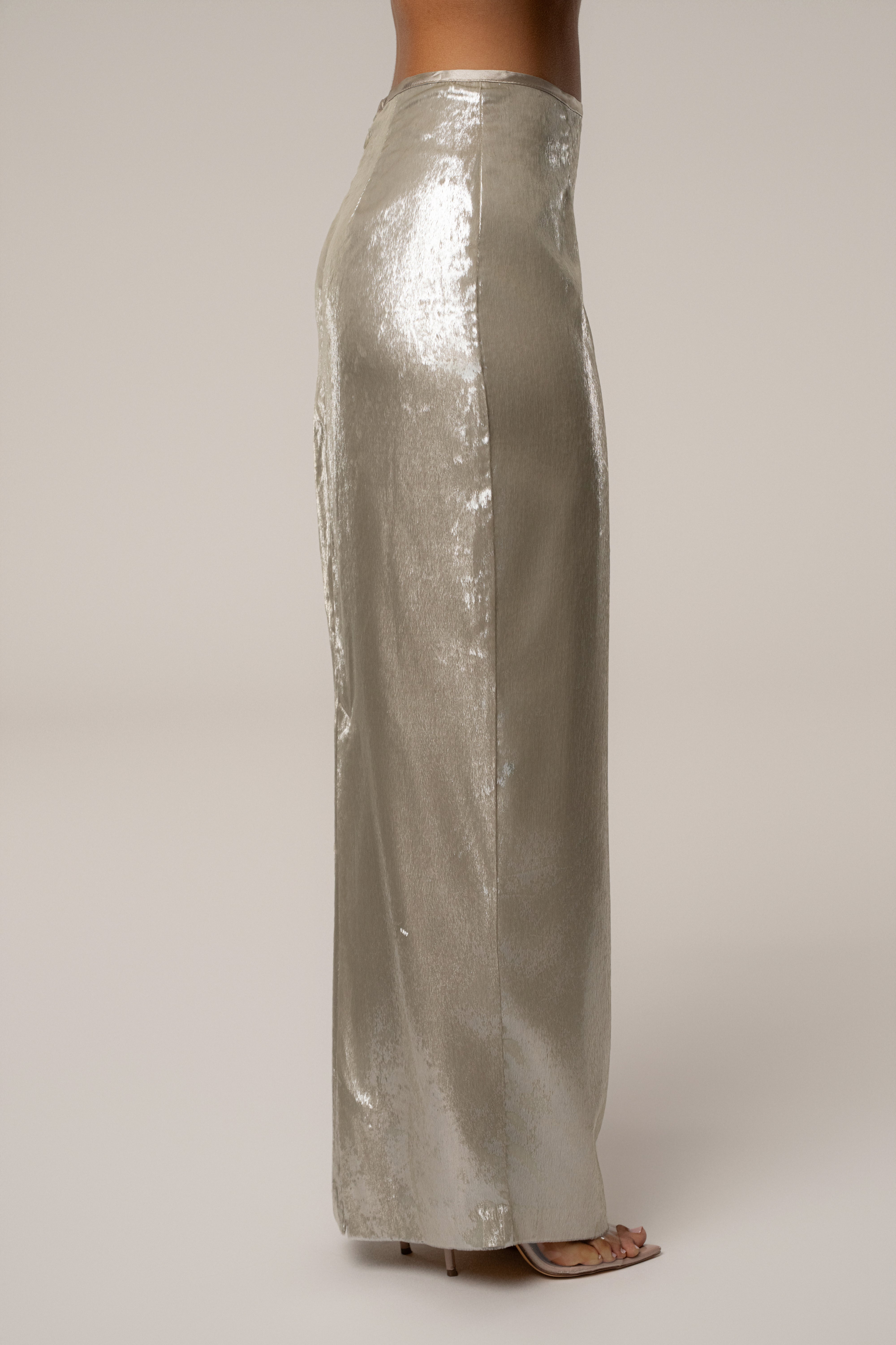 Beige Illuminate Maxi Skirt - JLUXLABEL