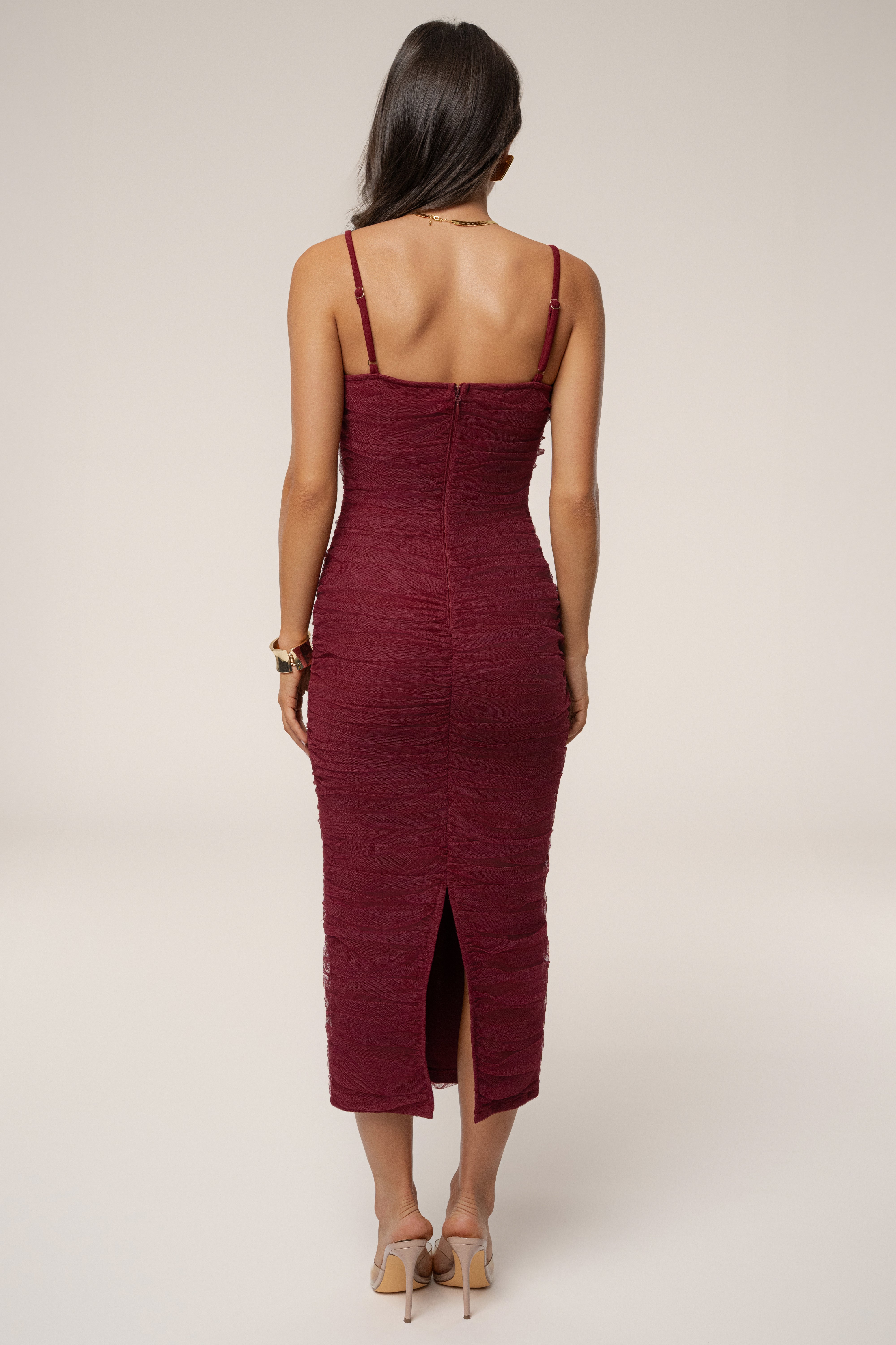 Burgundy True Form Midi Dress - JLUXLABEL