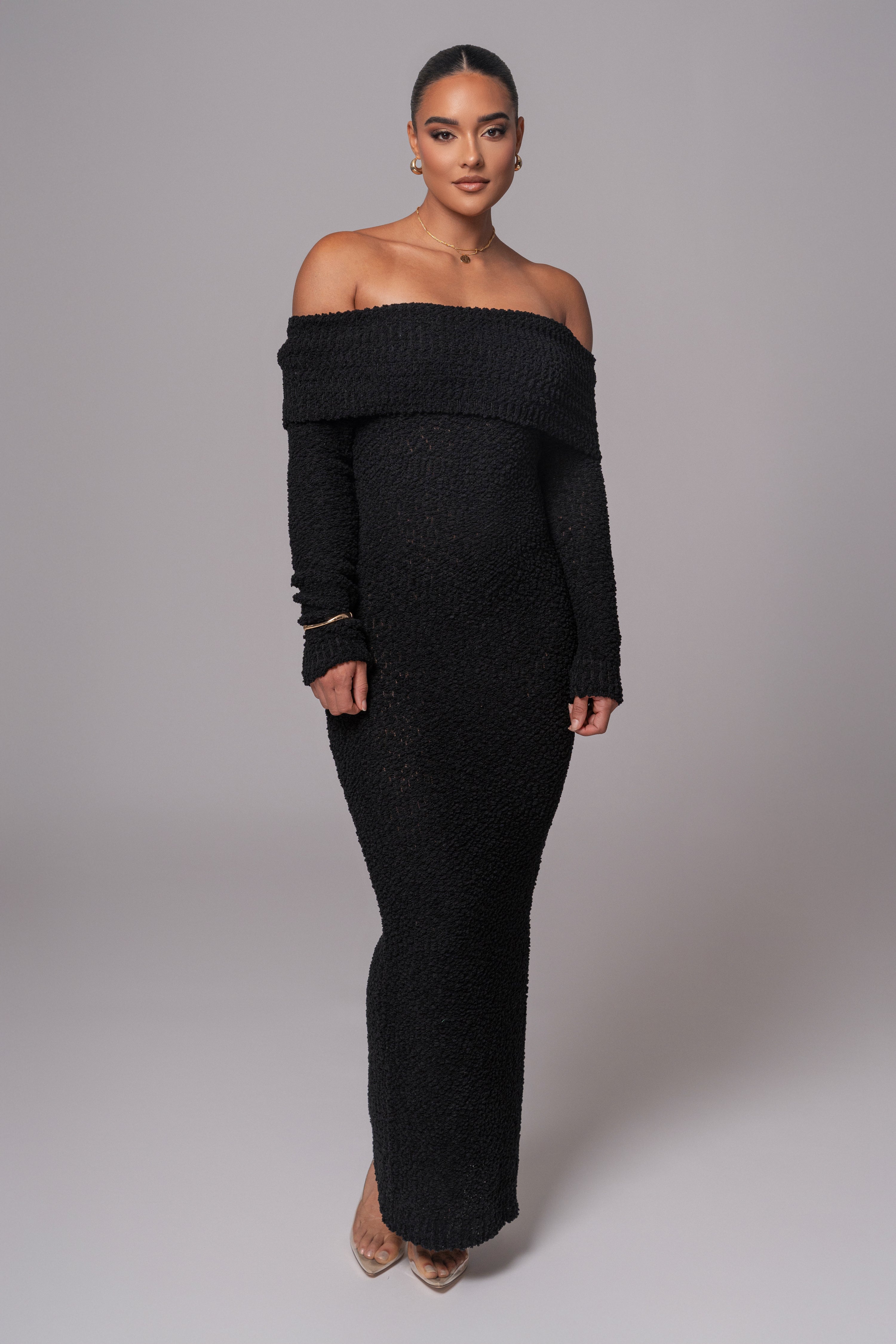 Black Olivea Knit Maxi Dress - JLUXLABEL