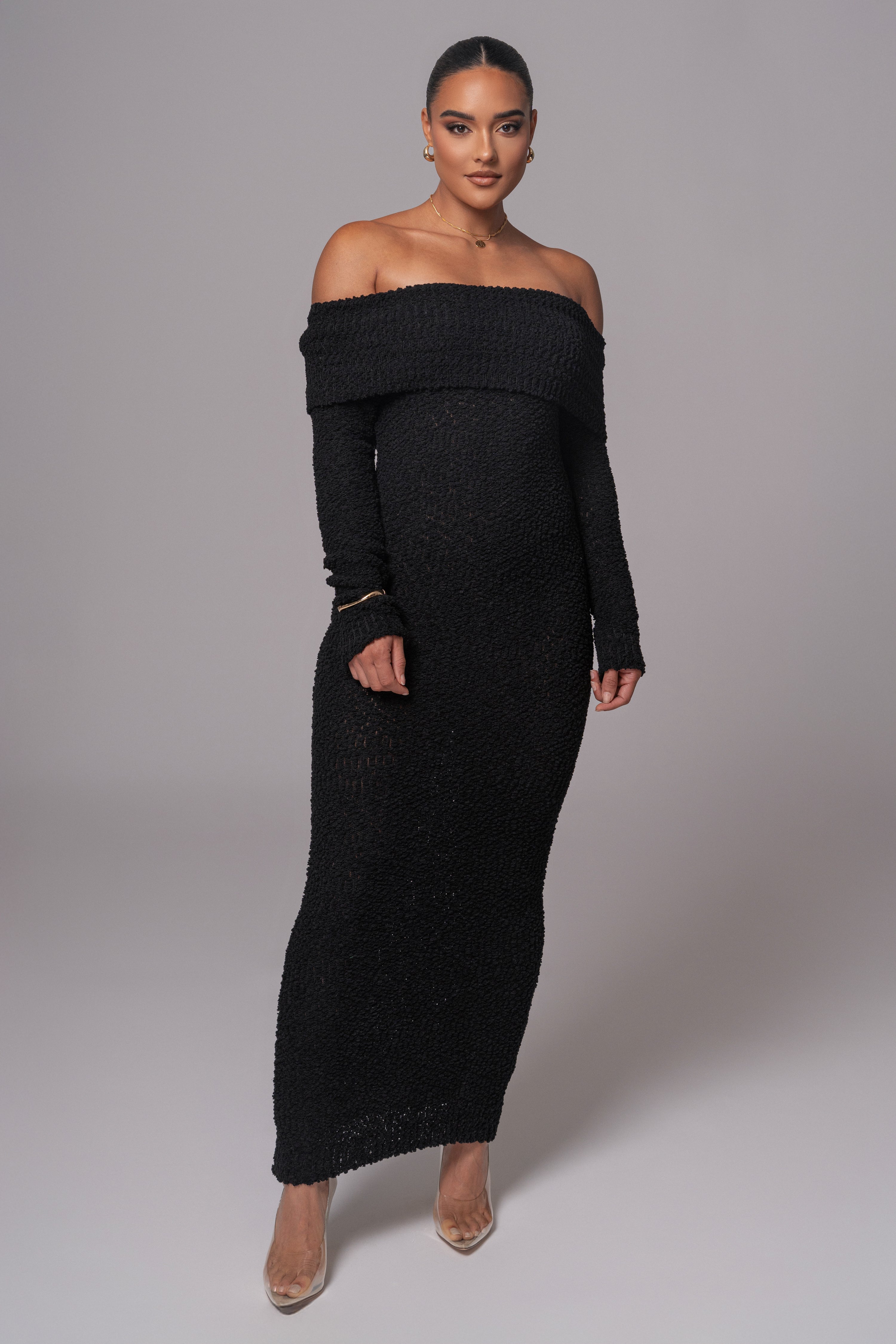 Black Olivea Knit Maxi Dress - JLUXLABEL
