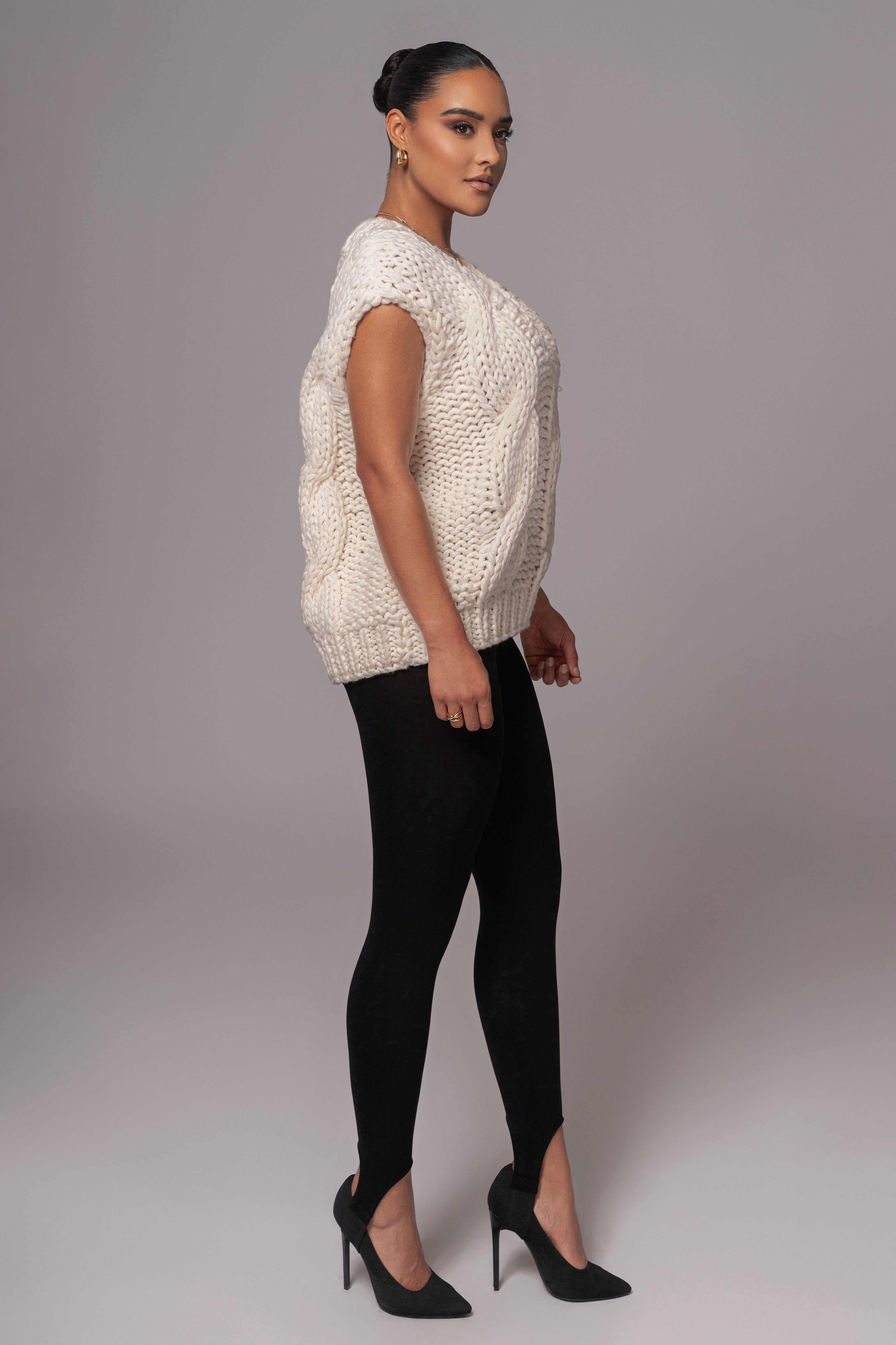 Ivory Mari Cable Knit Vest - JLUXLABEL