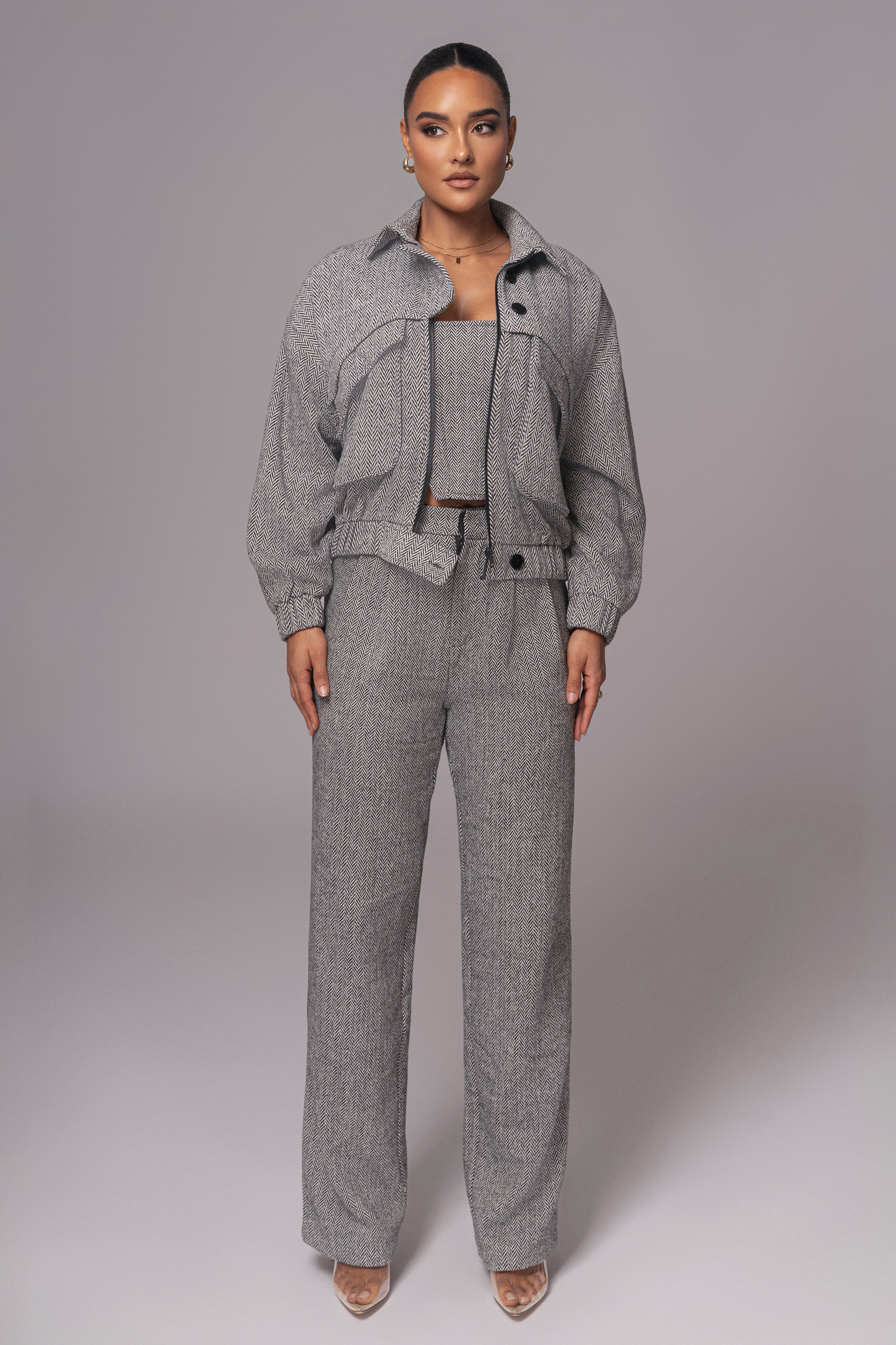 Classic Herringbone Bomber Jacket - JLUXLABEL