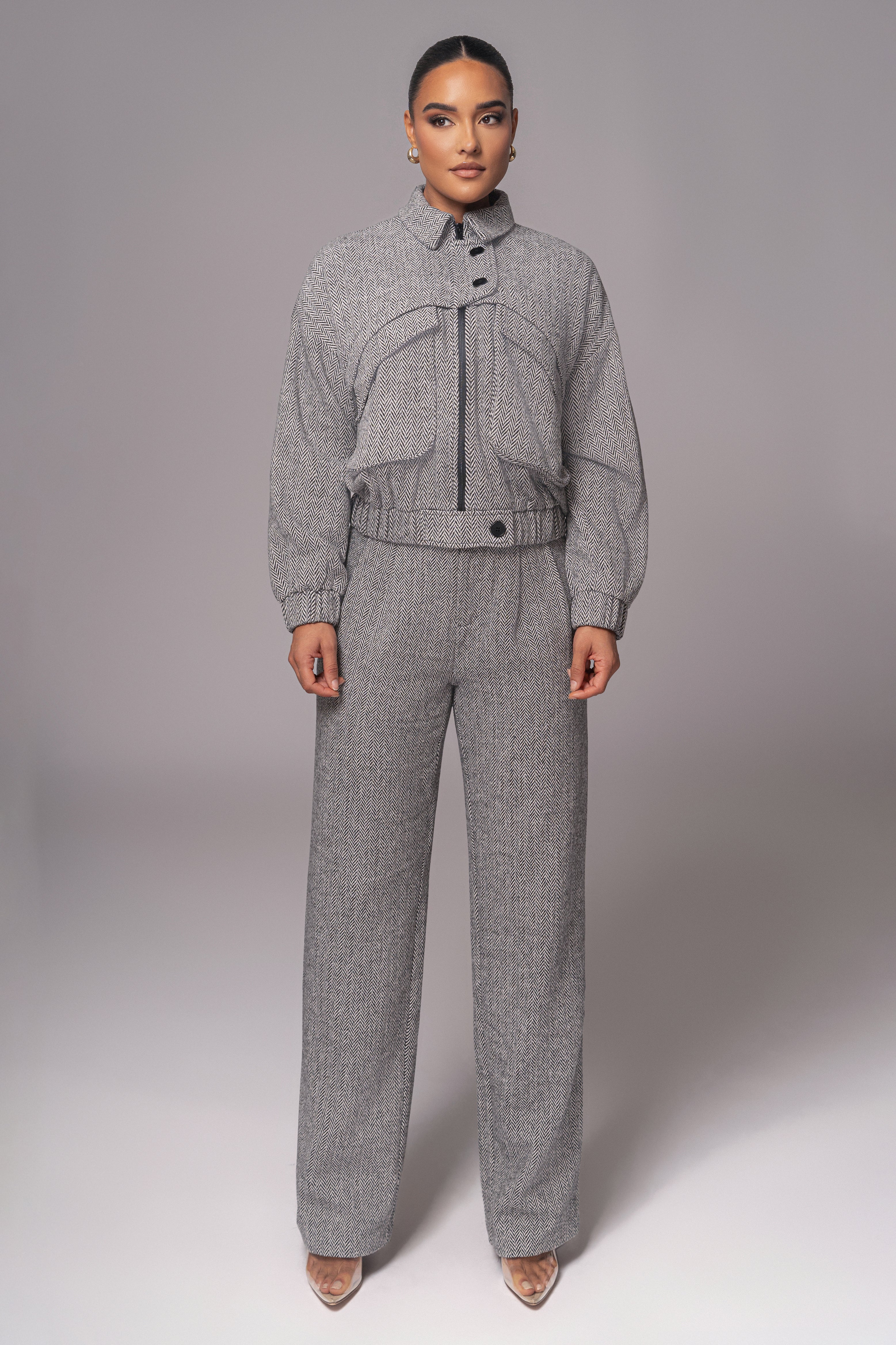 Classic Herringbone Bomber Jacket - JLUXLABEL