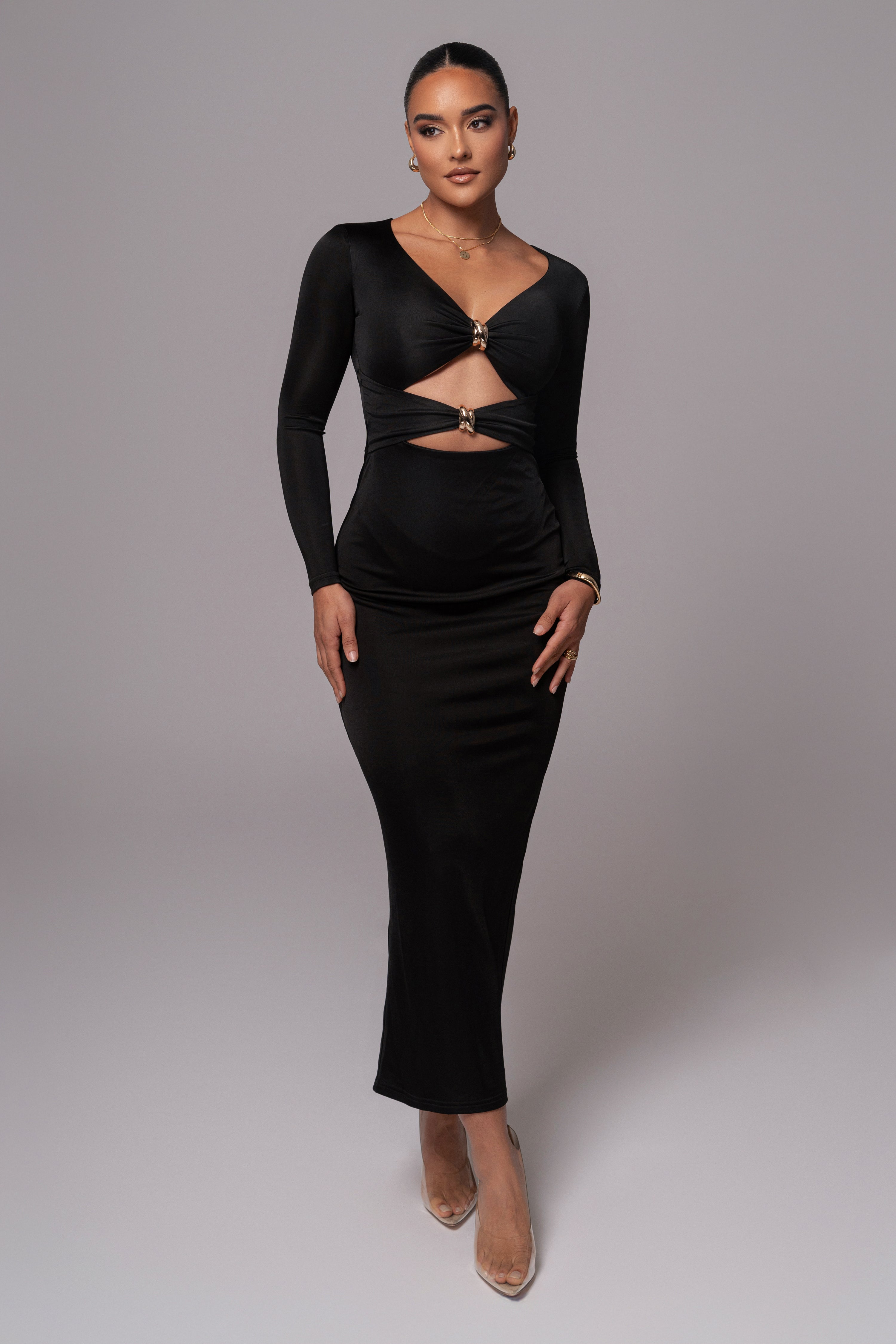 Black Soiree Cutout Maxi Dress - JLUXLABEL