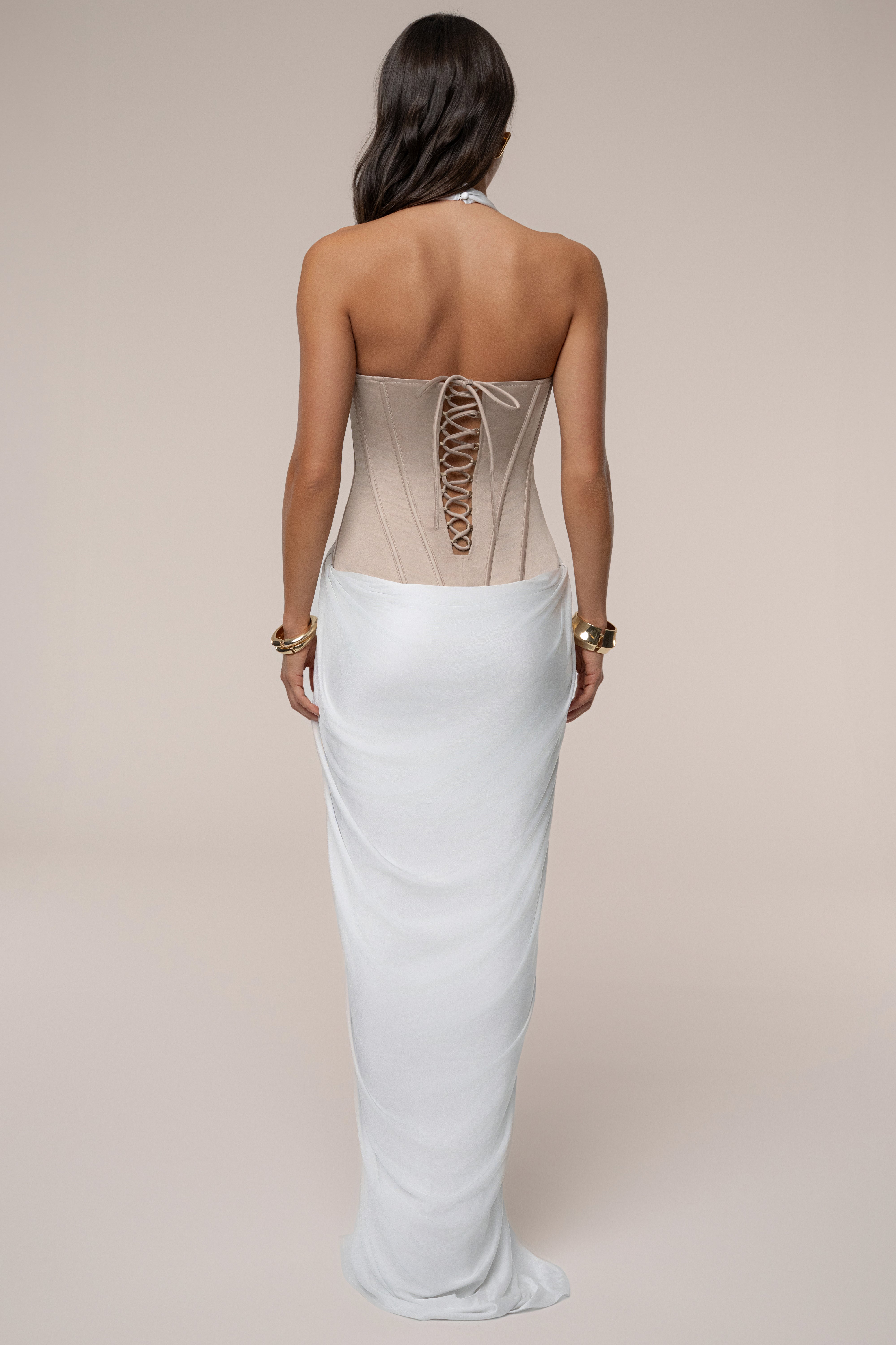 PRE-ORDER Ivory Drape And Destiny Maxi Dress - JLUXLABEL