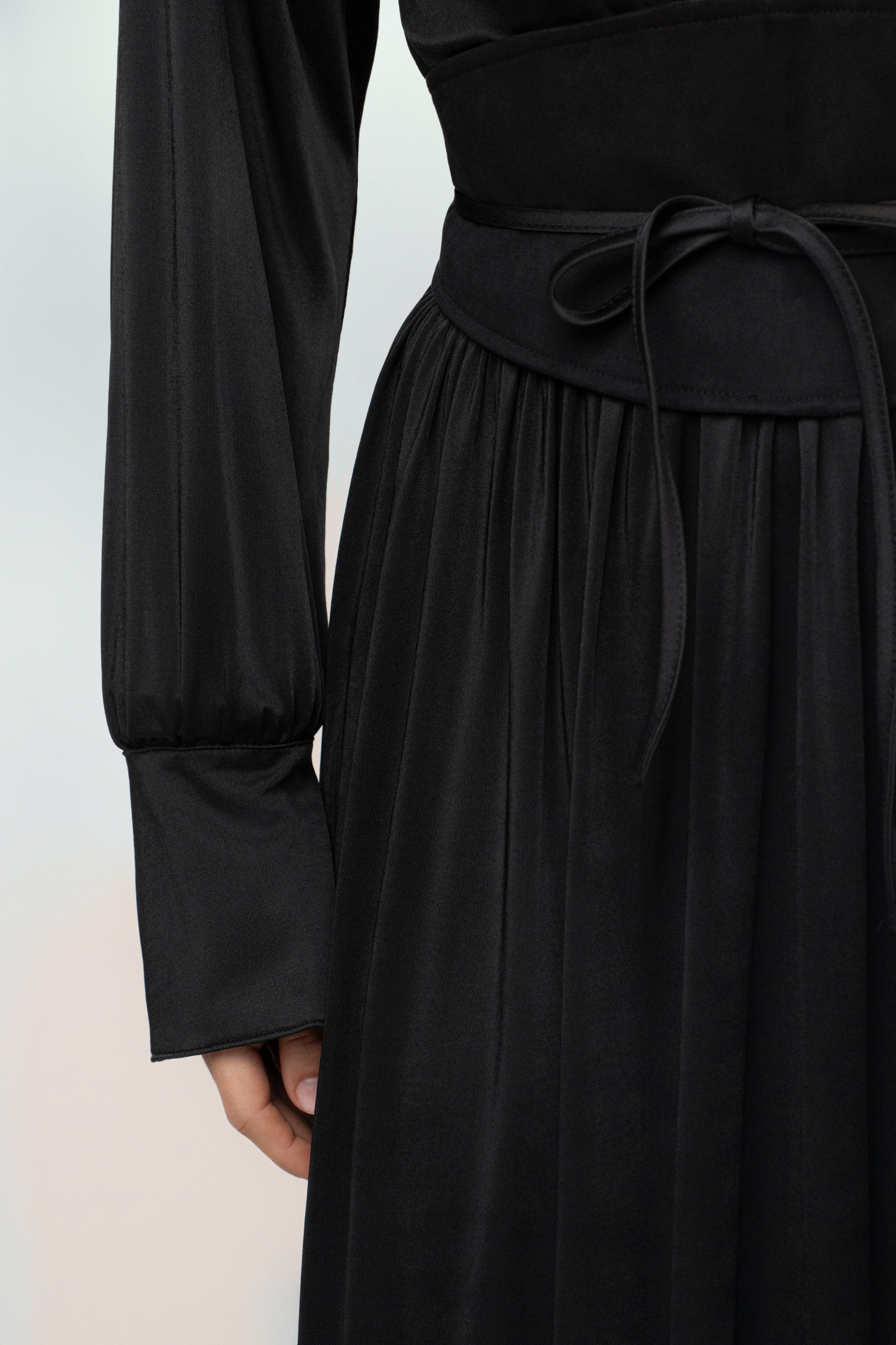 Black High Line Collar Maxi Dress - JLUXLABEL