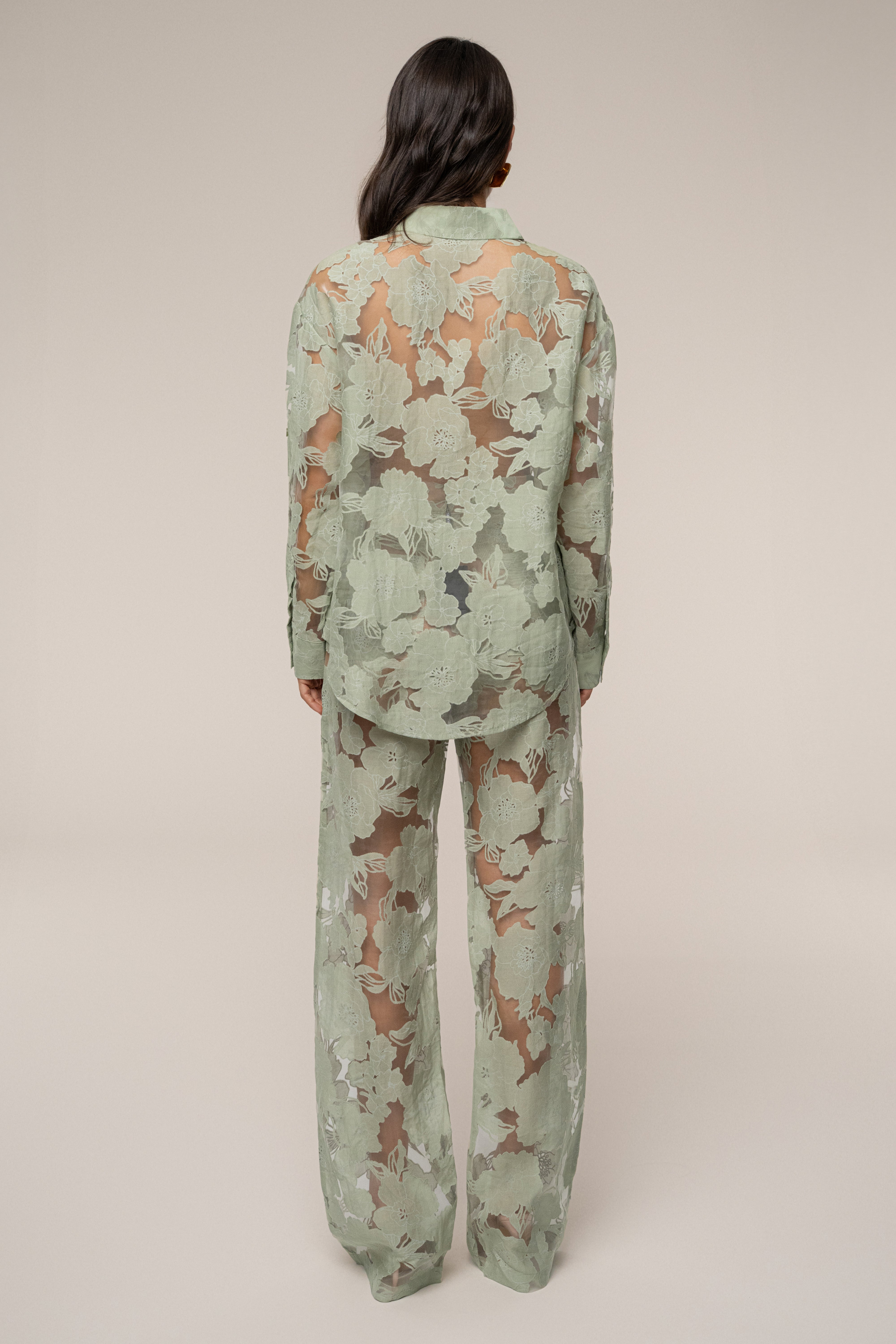 Sage Organza Floral Blouse