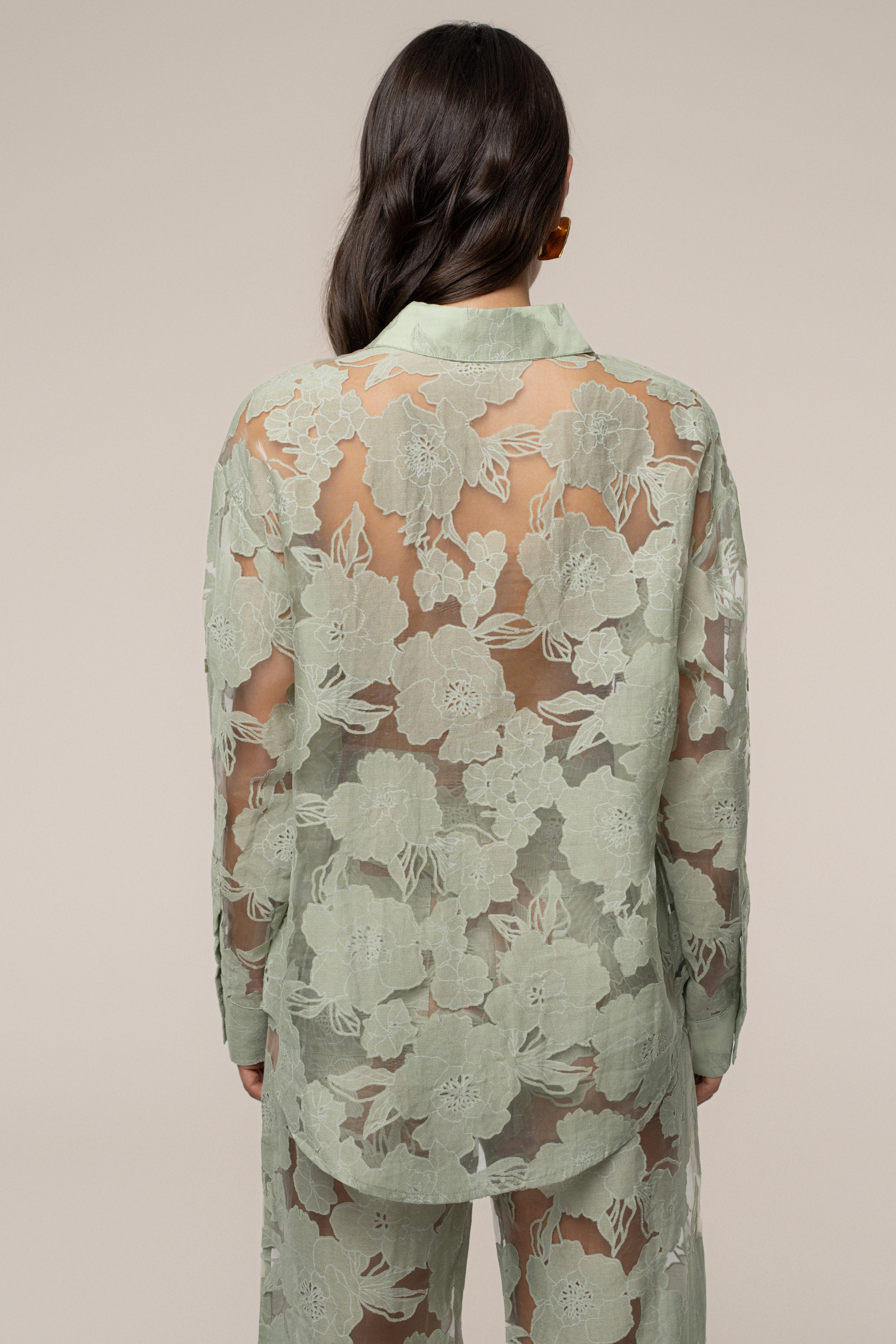 Sage Organza Floral Blouse