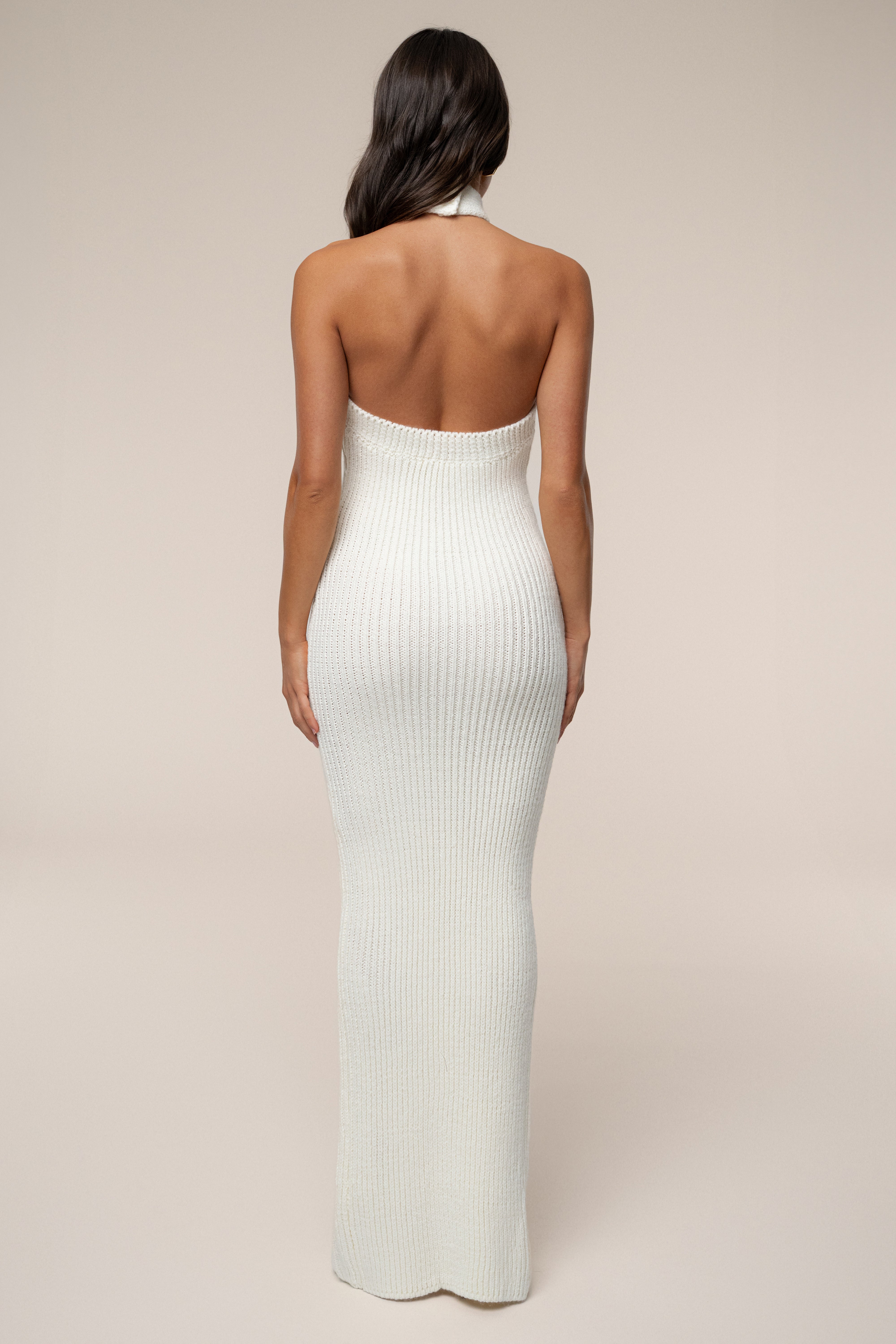 Ivory Cortado Ribbed Maxi Dress