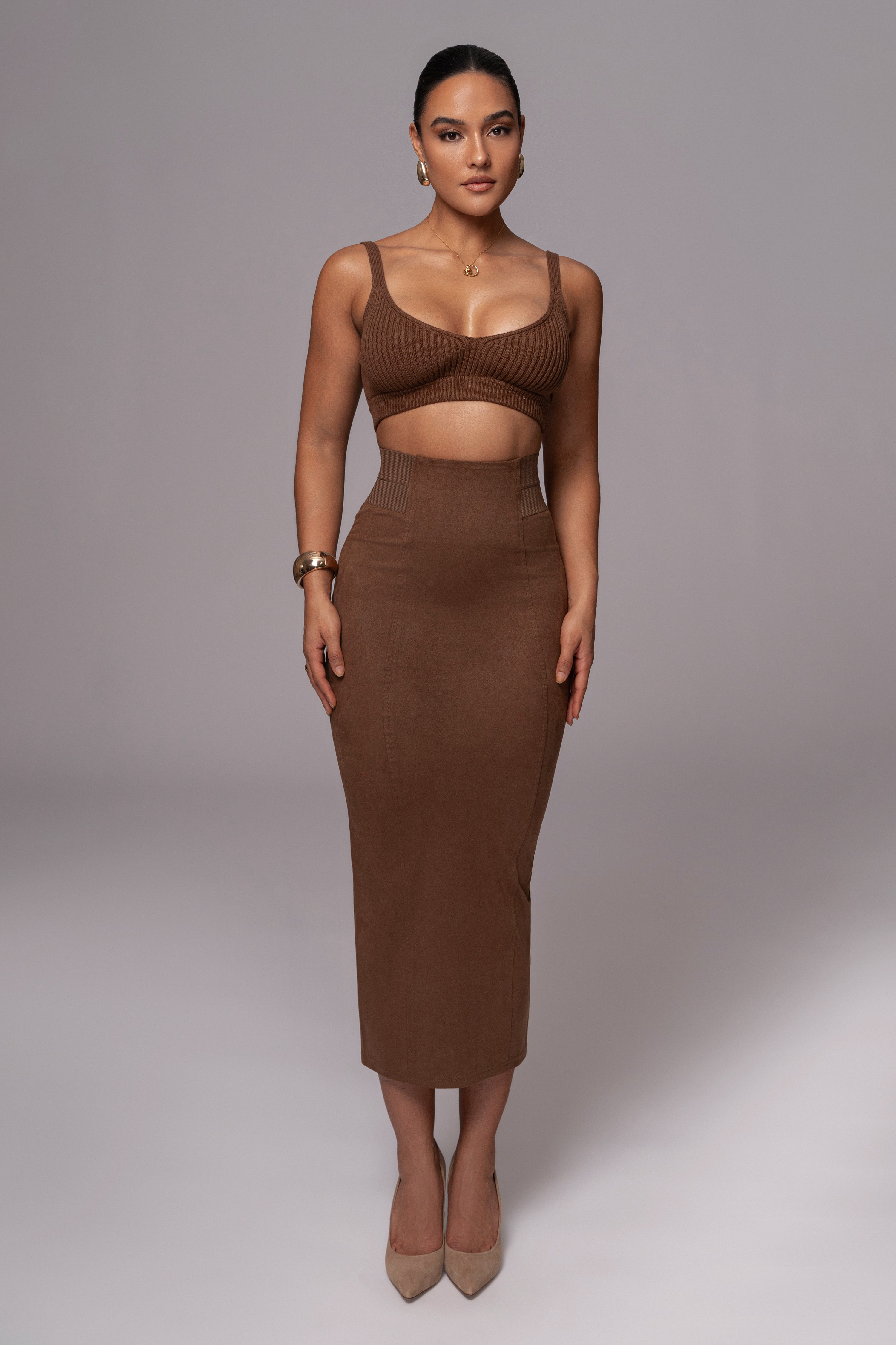 Chocolate Phoenix Suede Skirt - JLUXLABEL