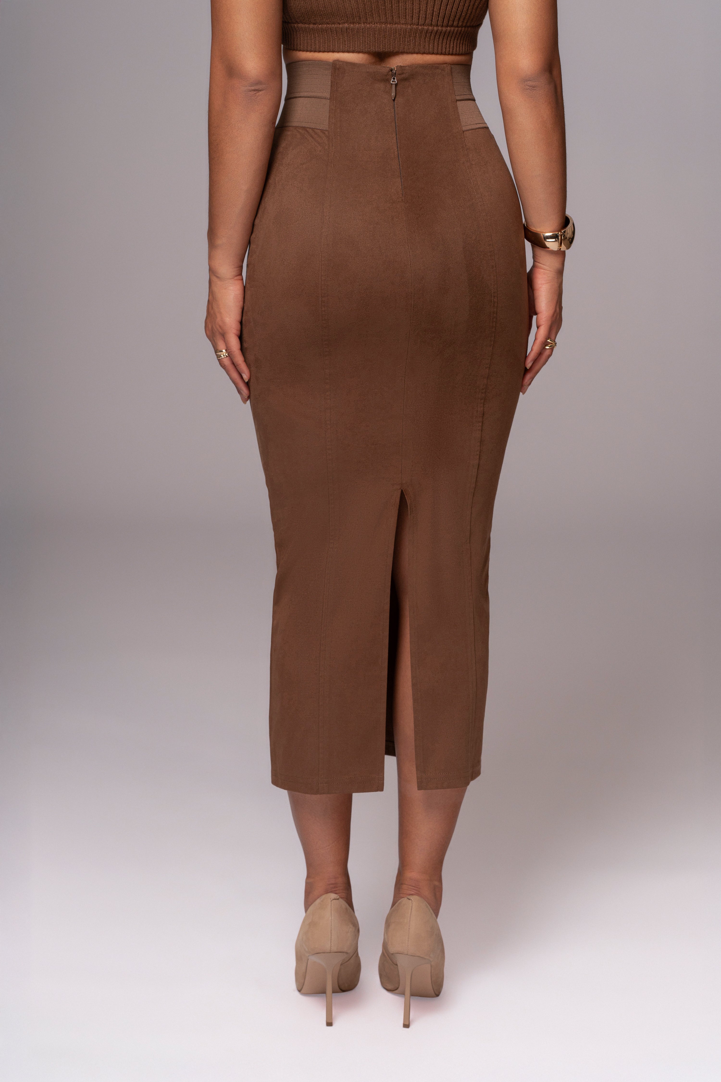 Chocolate Phoenix Suede Skirt - JLUXLABEL