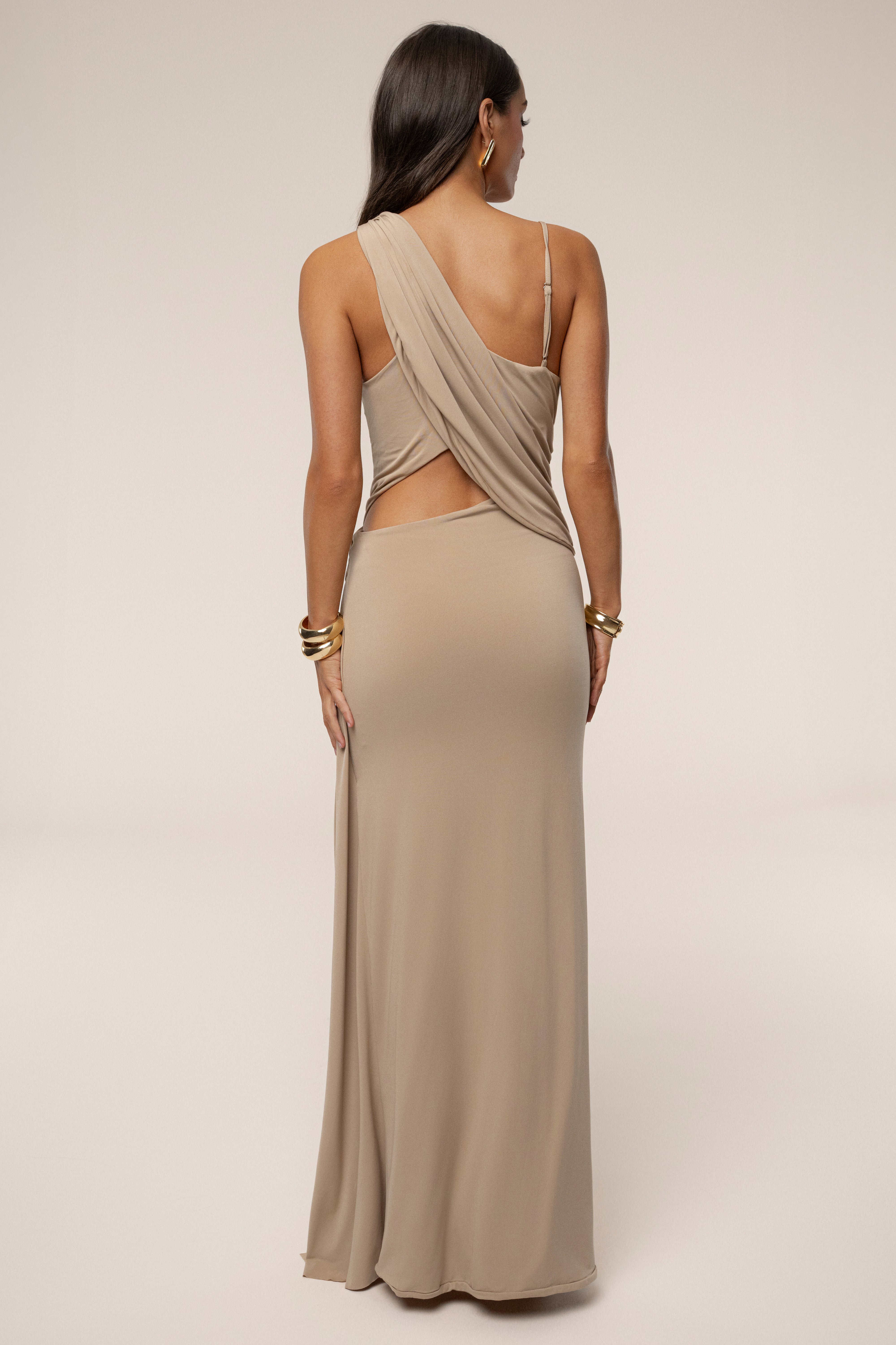Taupe Astra Cutout Maxi Dress - JLUXLABEL