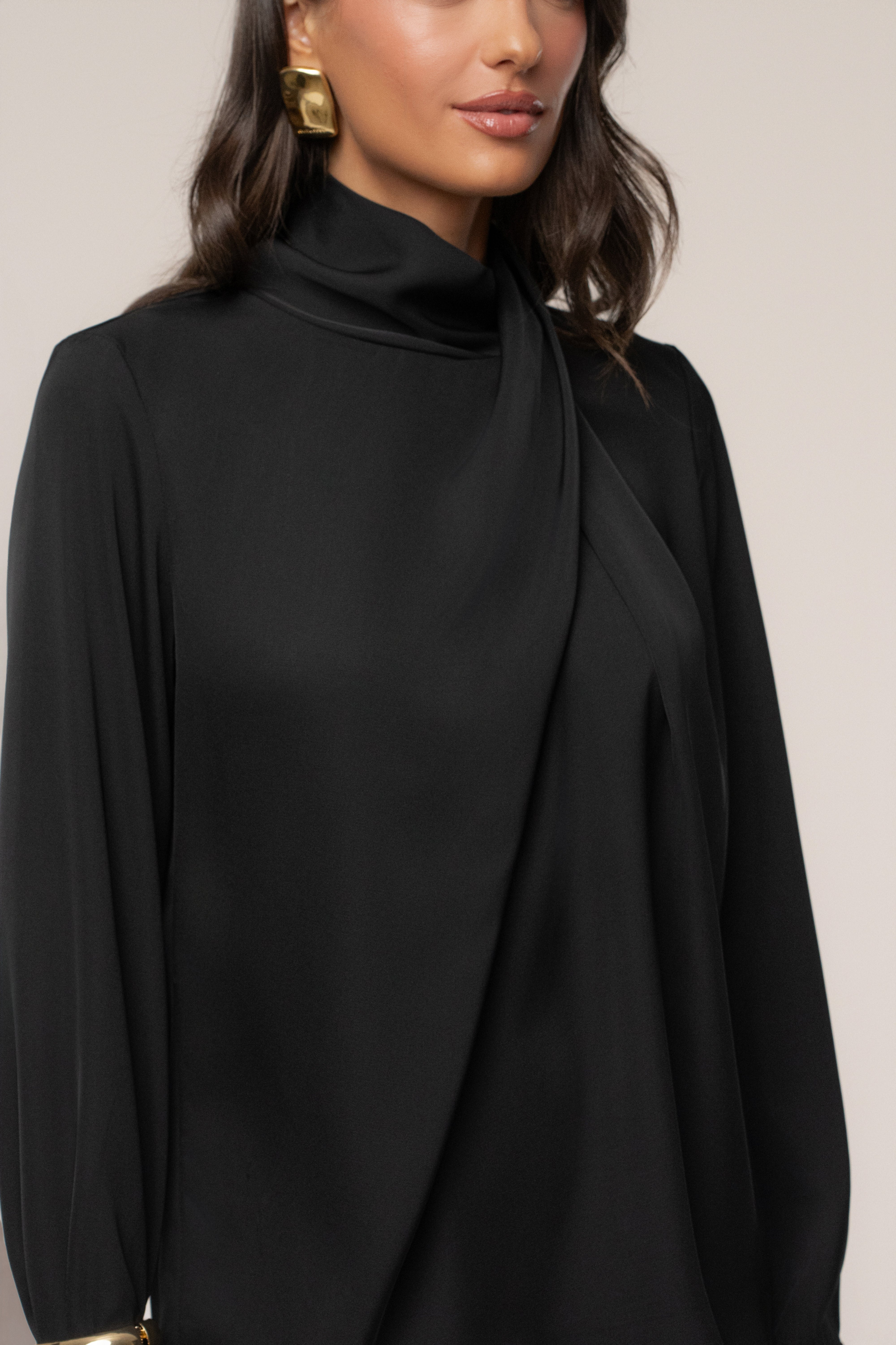 Black Alexa Satin Blouse