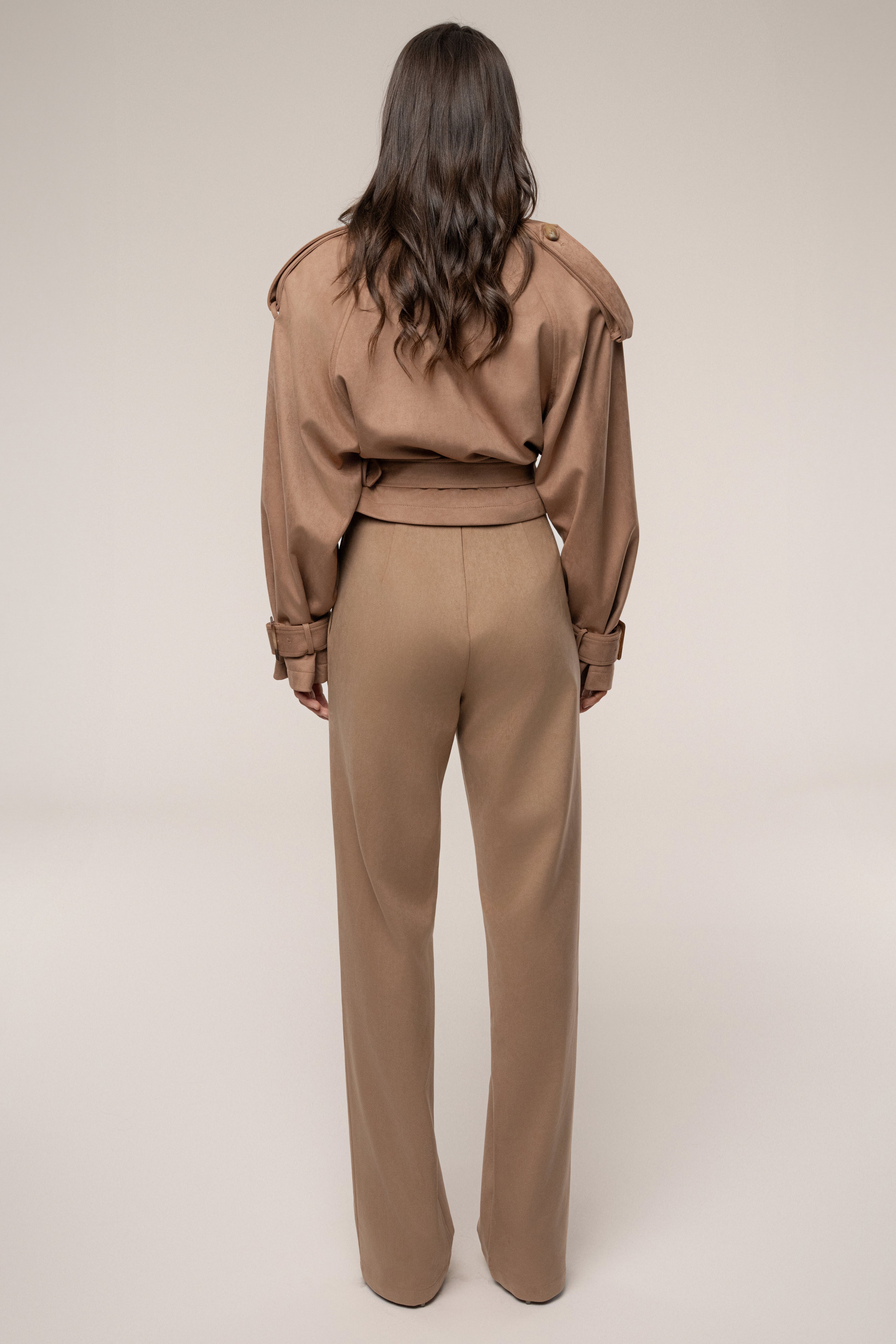Beige Heidi Belted Suede Pant - JLUXLABEL
