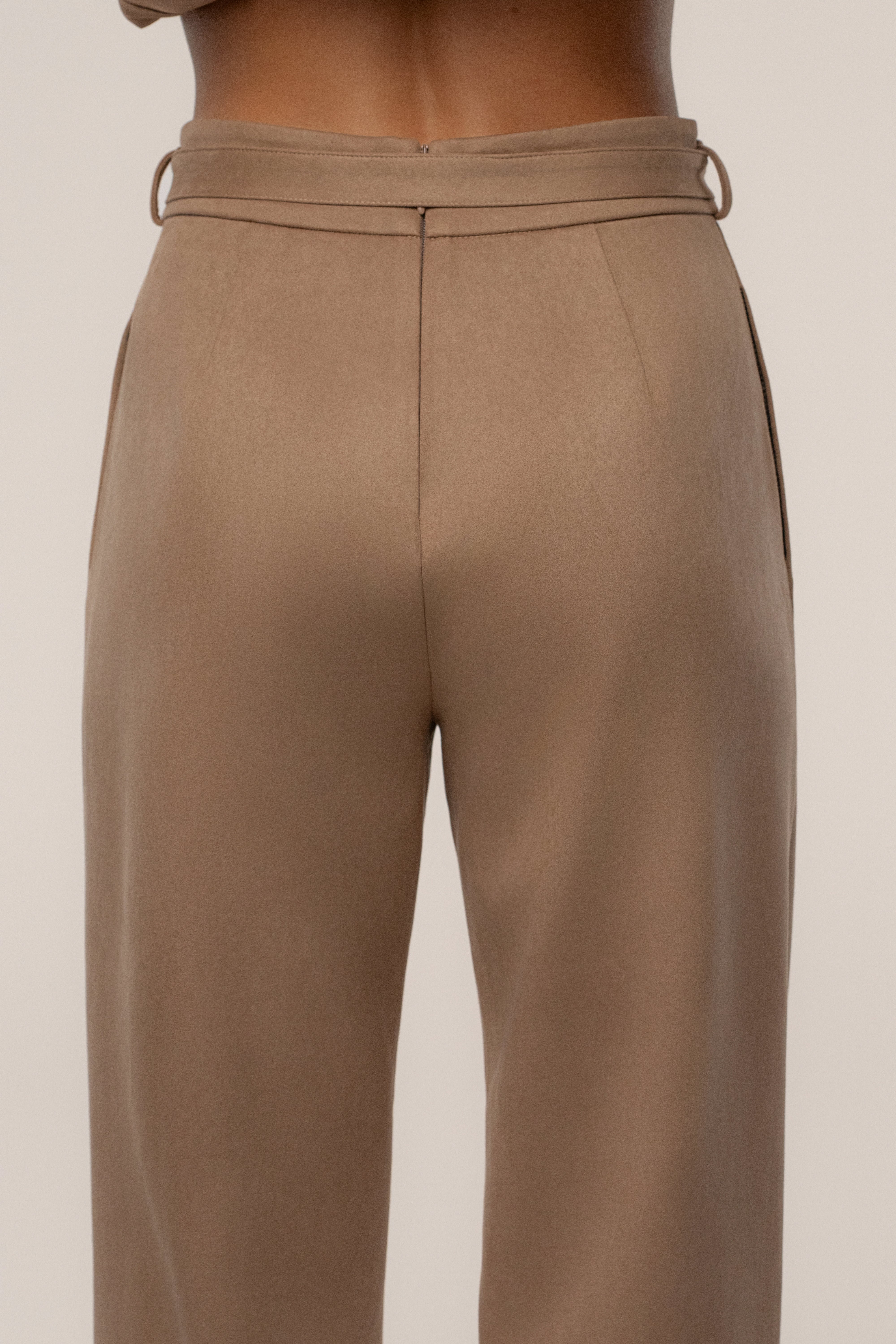 Beige Heidi Belted Suede Pant - JLUXLABEL