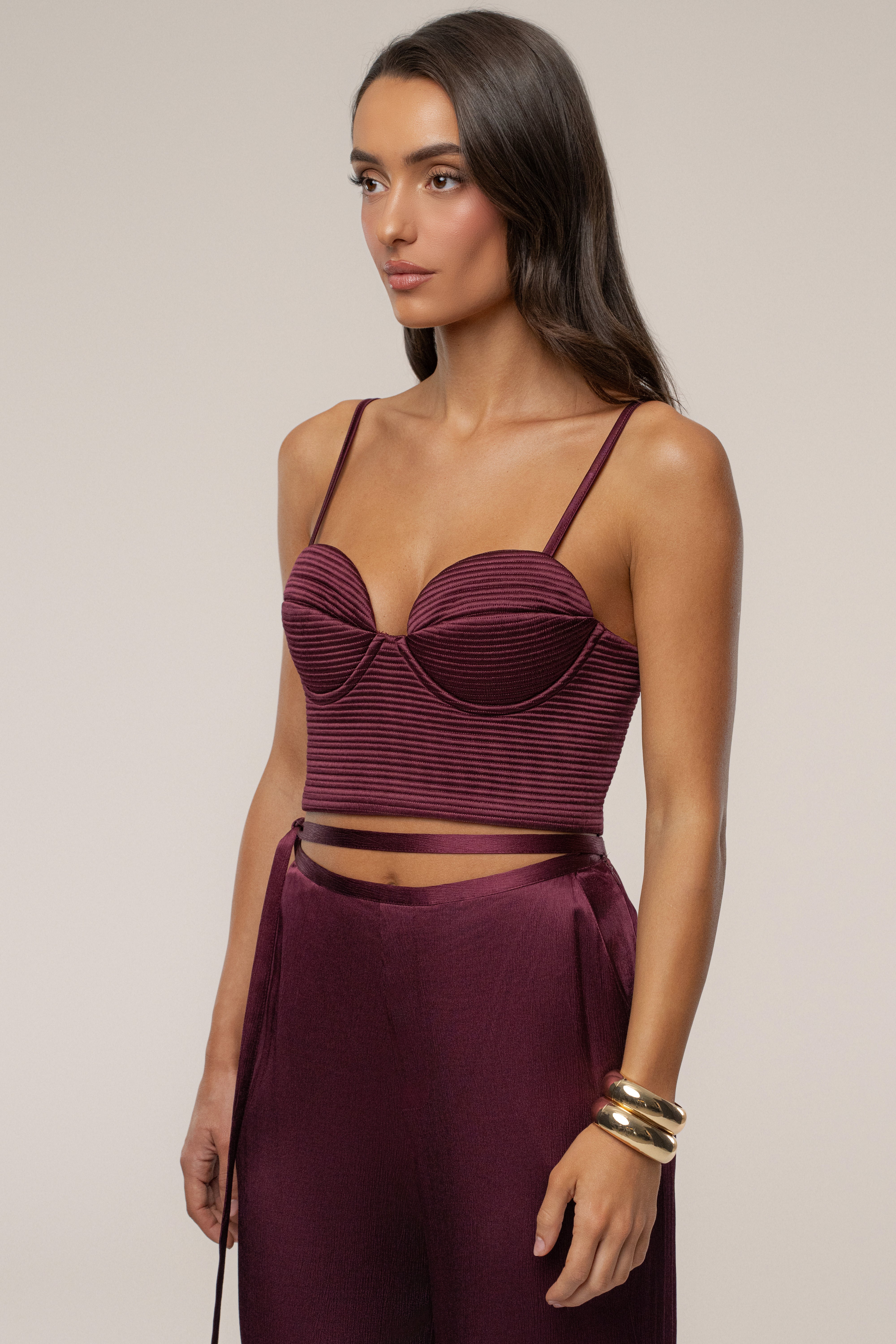 Burgundy Thalia Textured Bustier