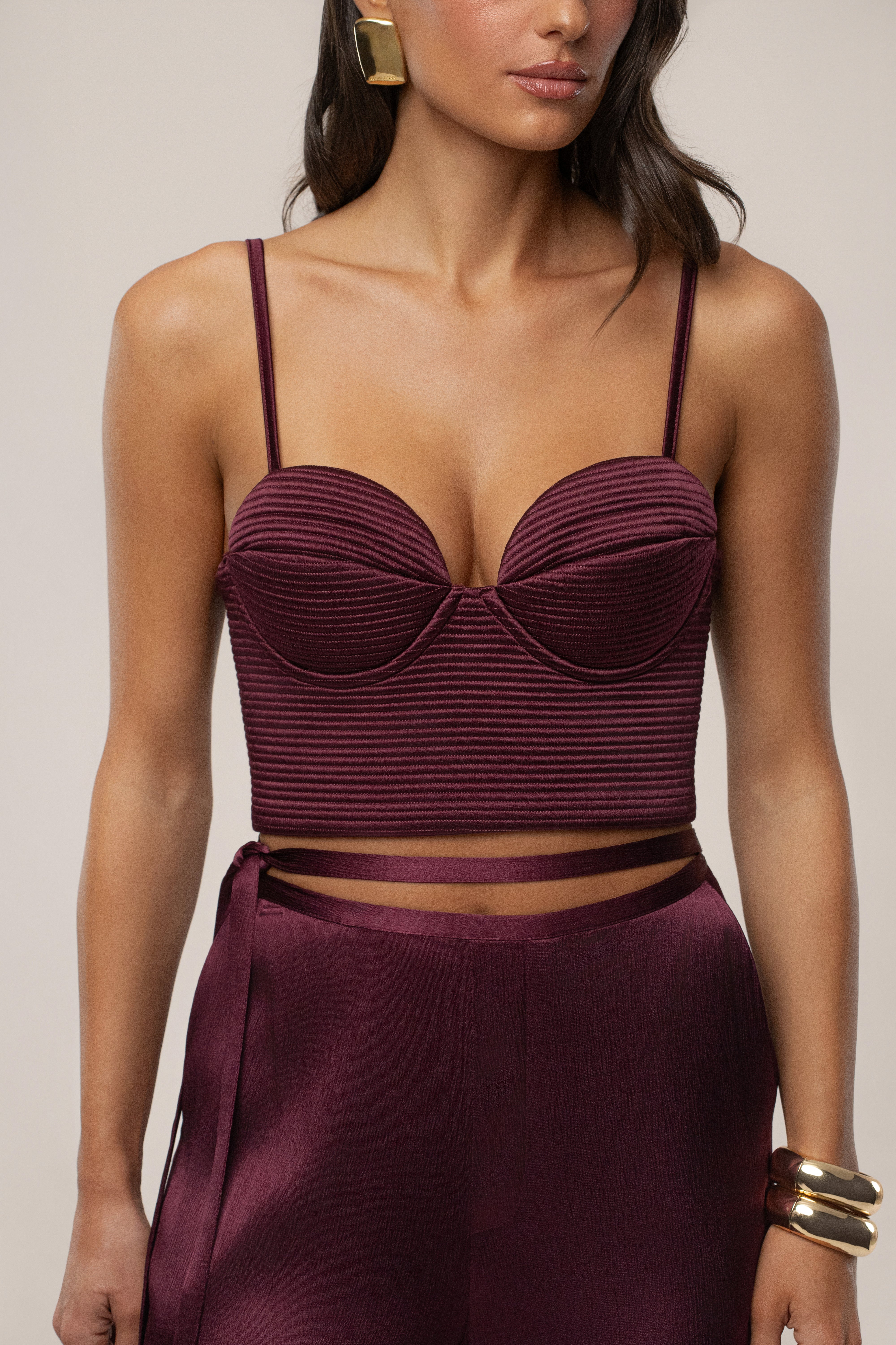 Burgundy Thalia Textured Bustier