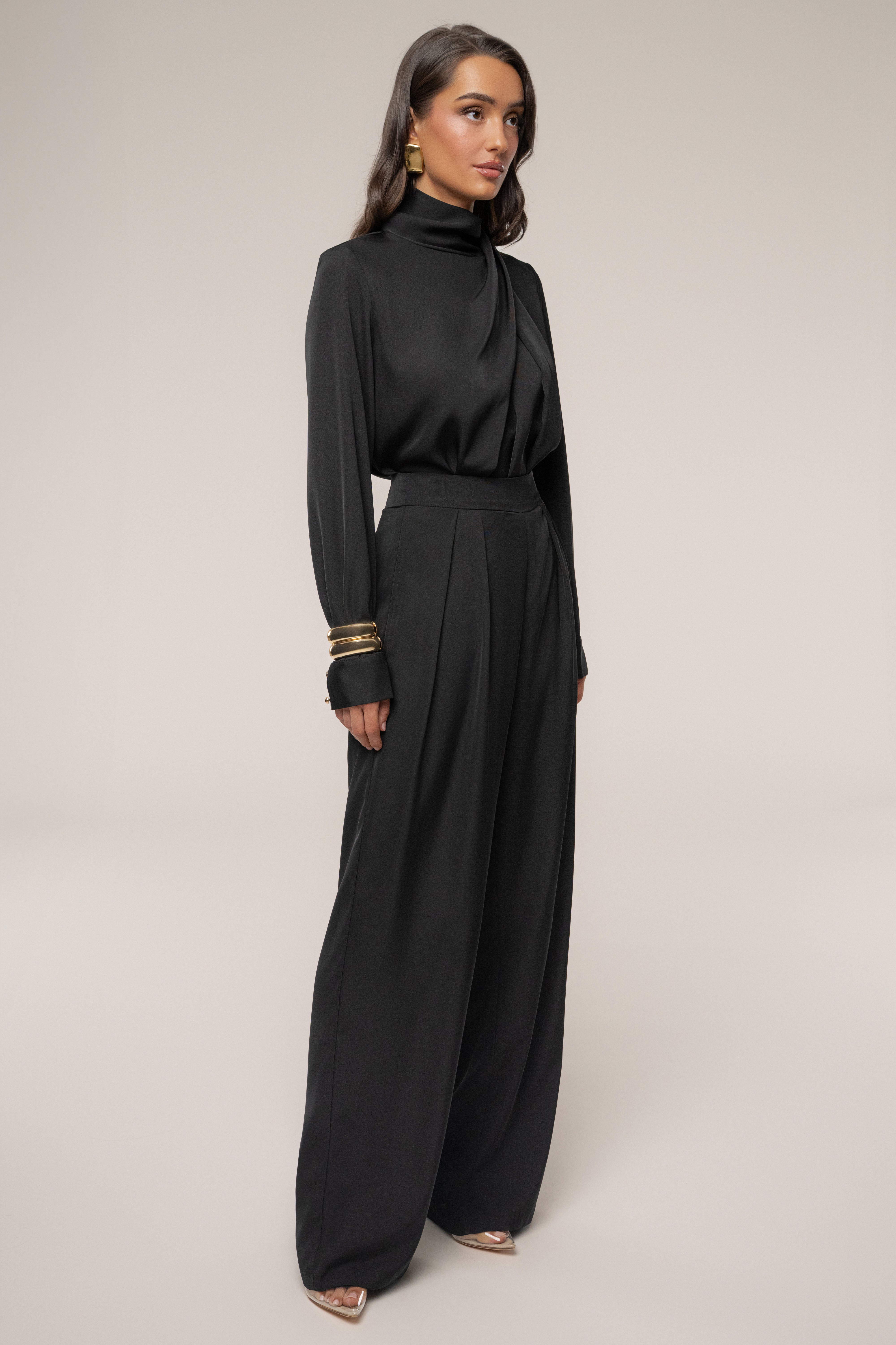 Black Alexa Satin Blouse