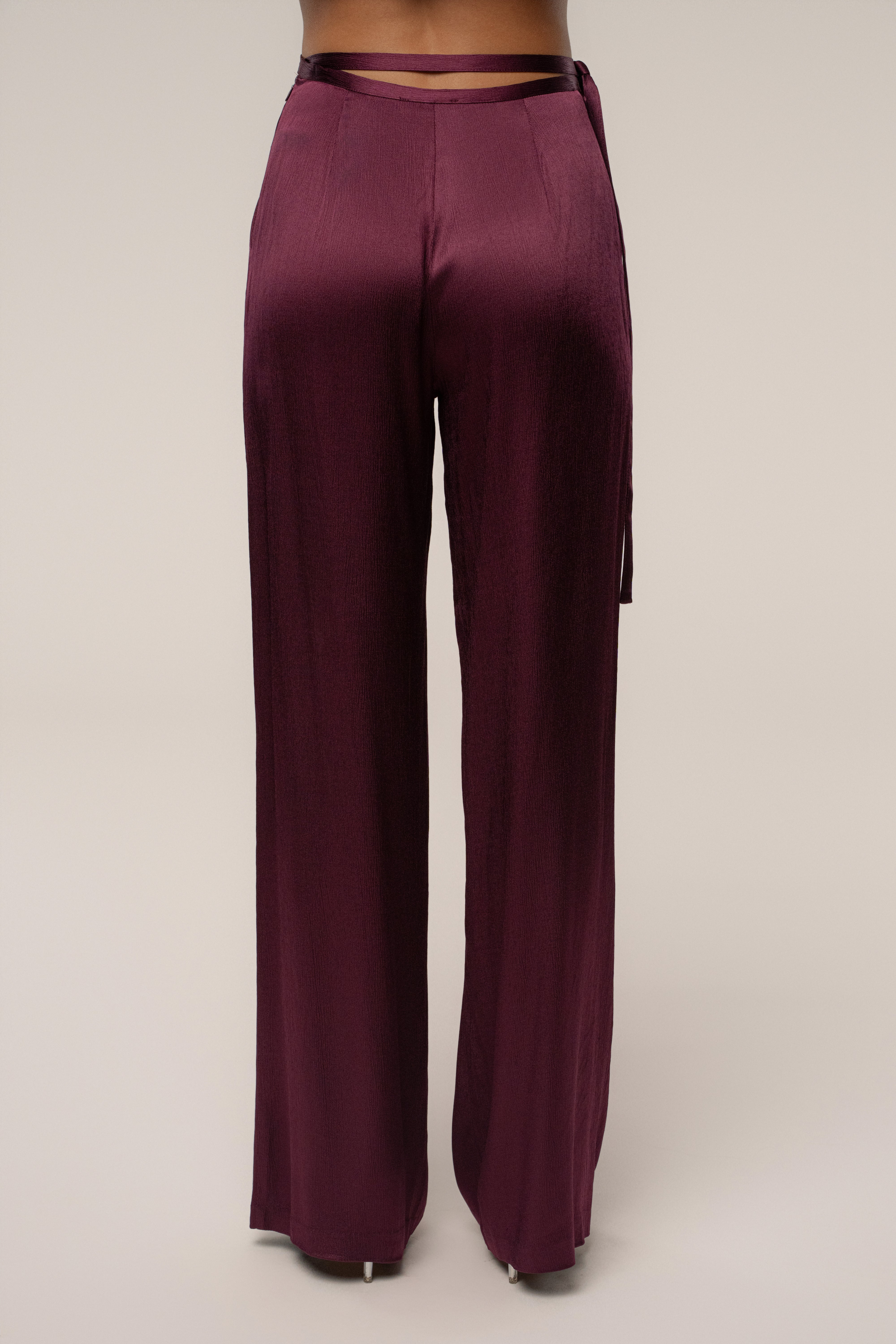 Burgundy Deserae Satin Pants