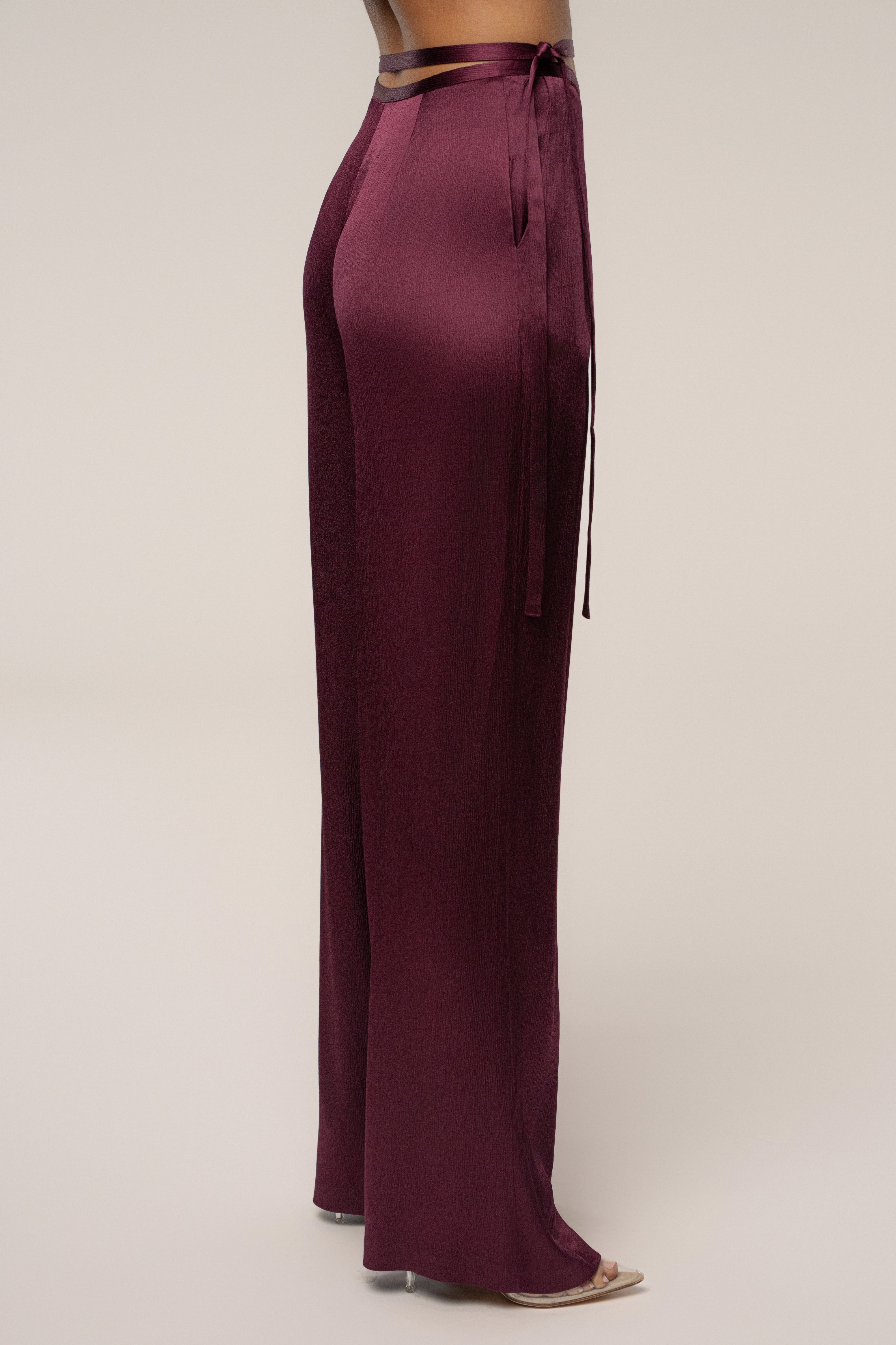 Burgundy Deserae Satin Pants