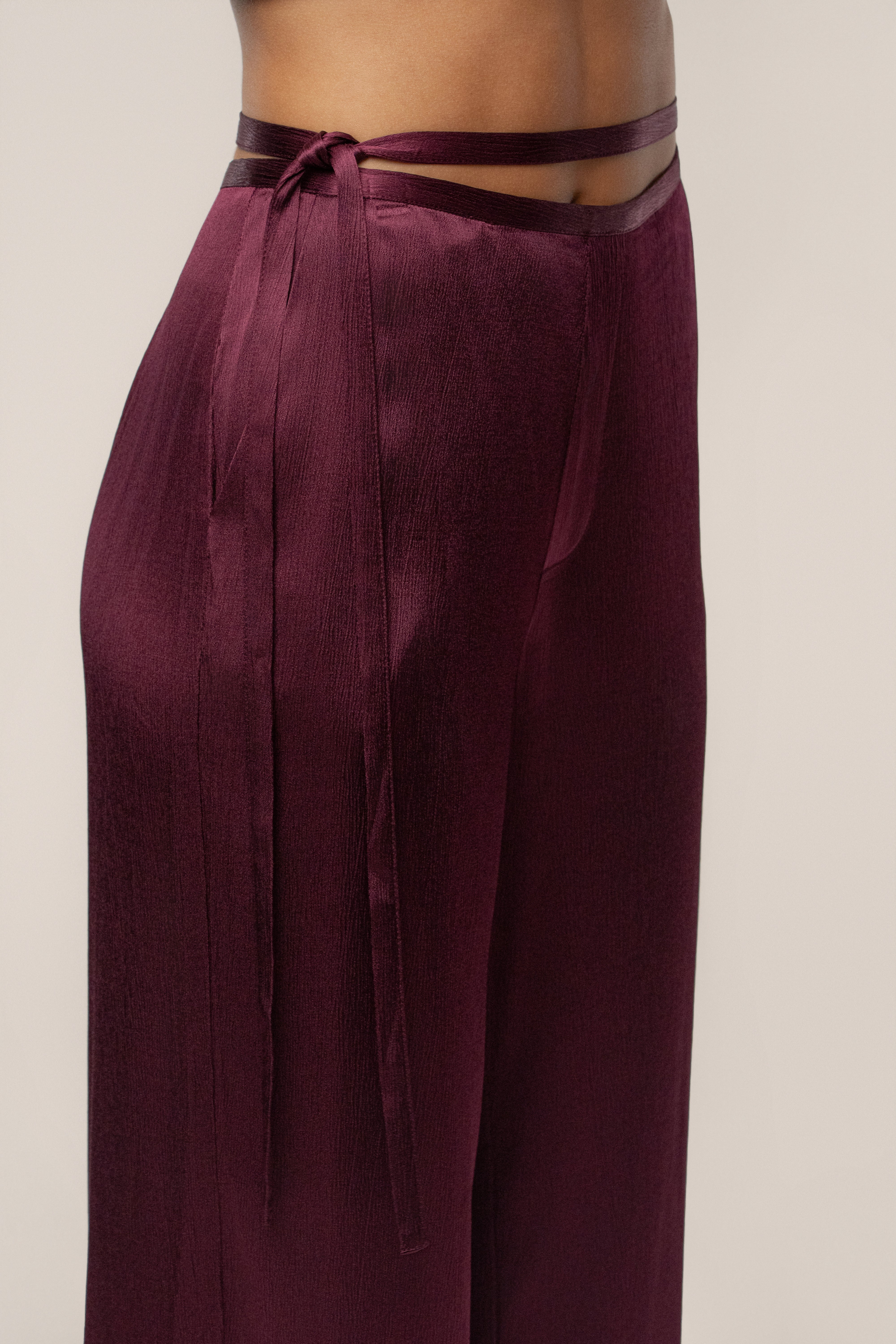 Burgundy Deserae Satin Pants