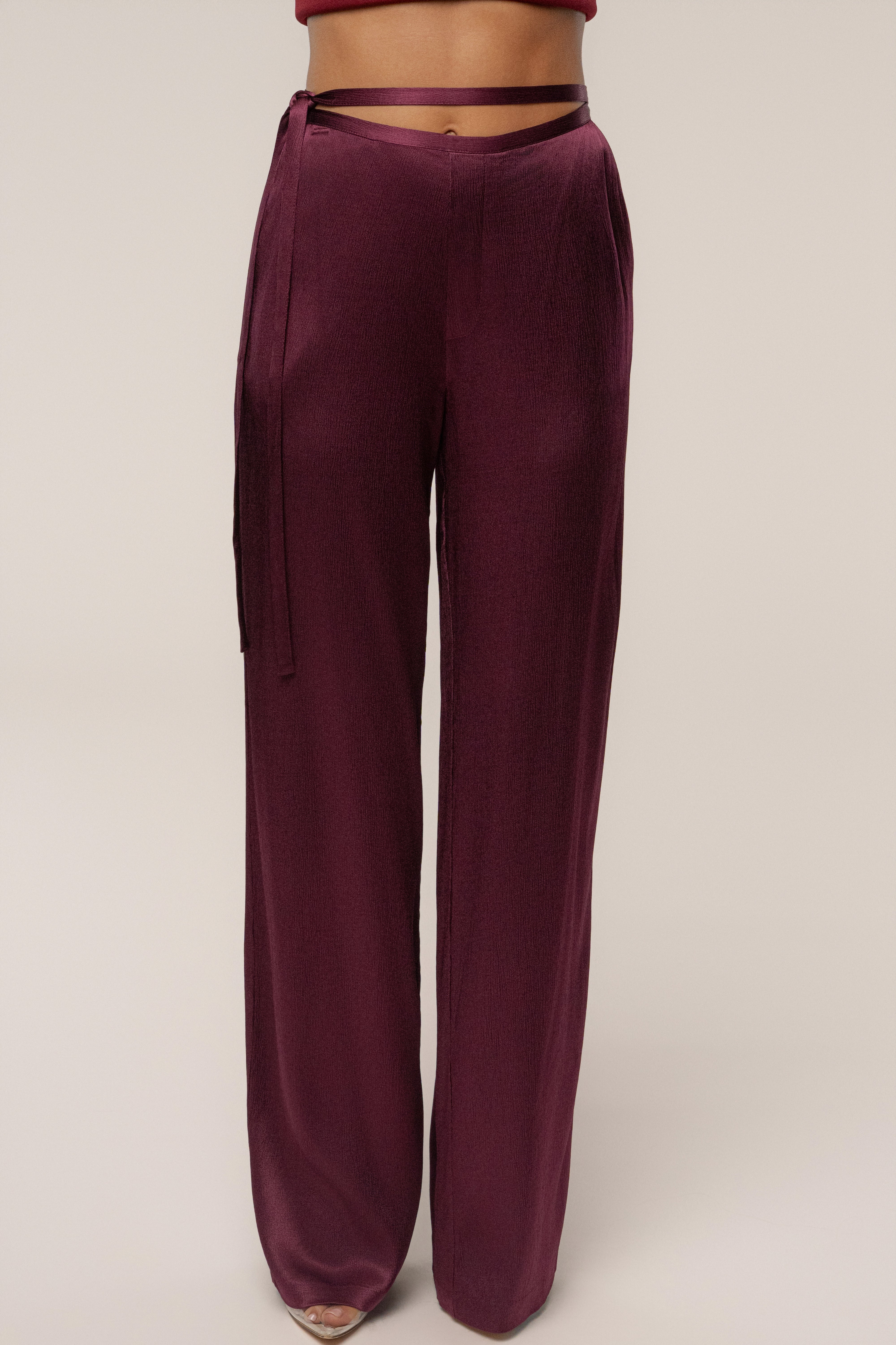 Burgundy Deserae Satin Pants