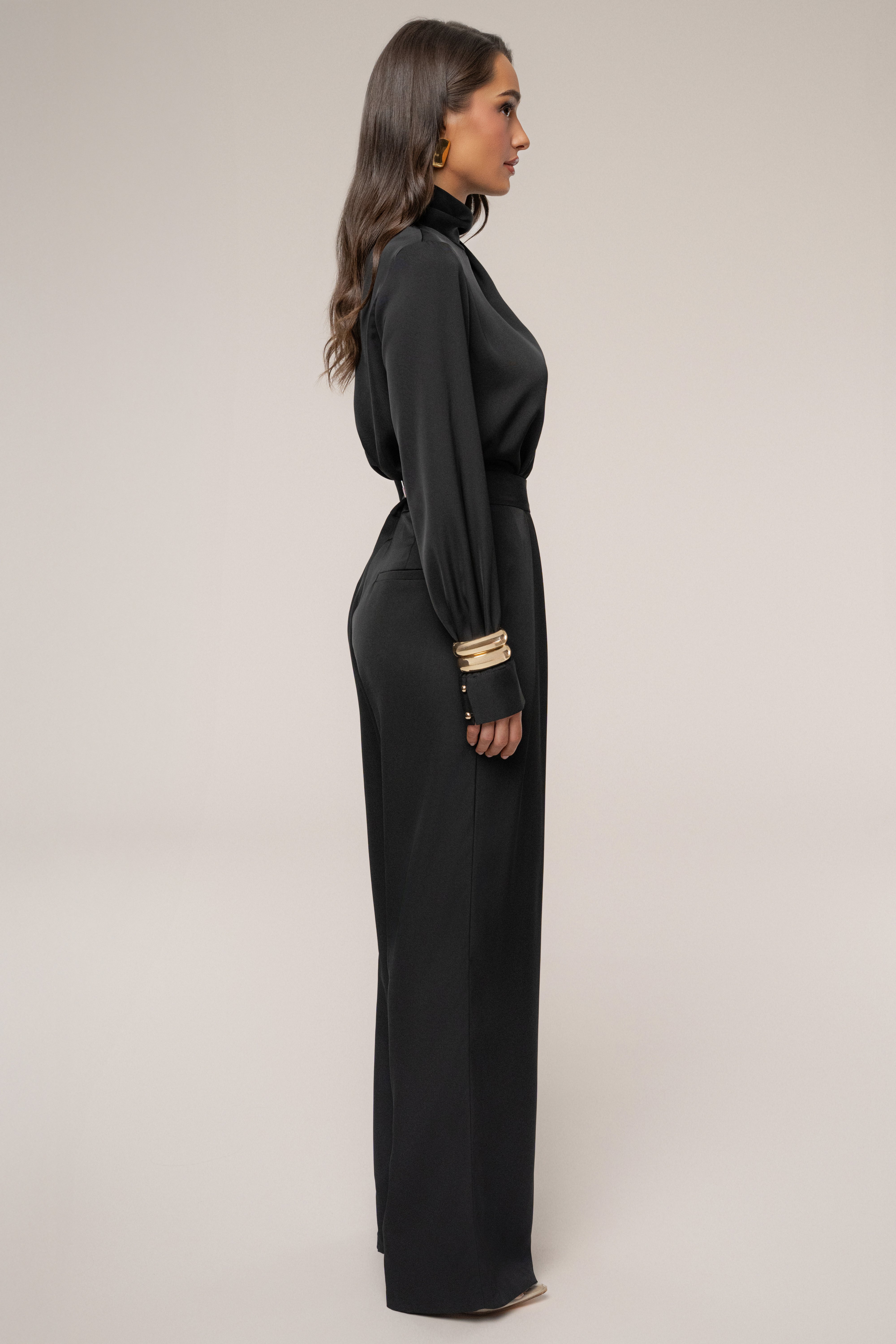 Black Alexa Satin Blouse