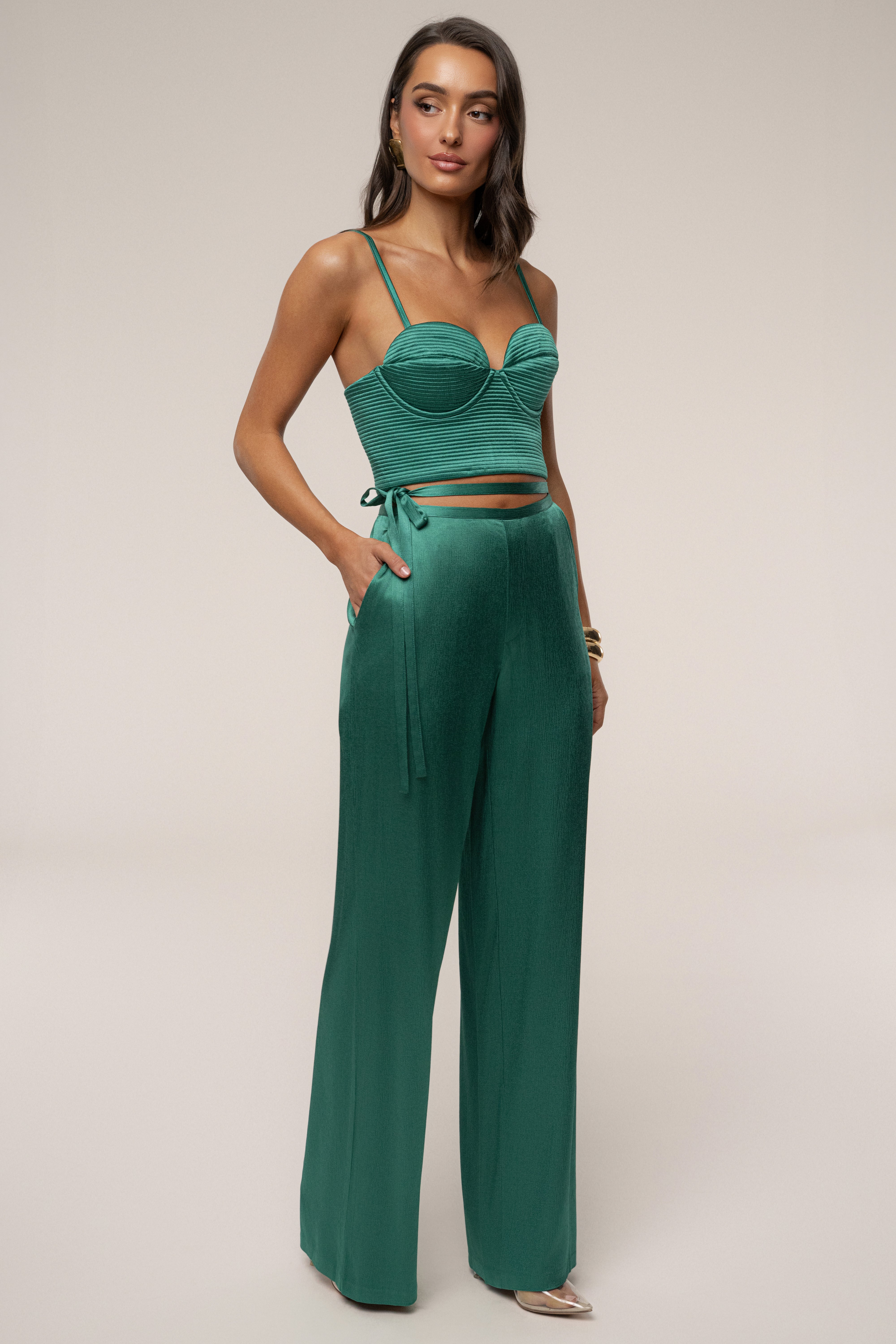 Emerald Deserae Satin Pants