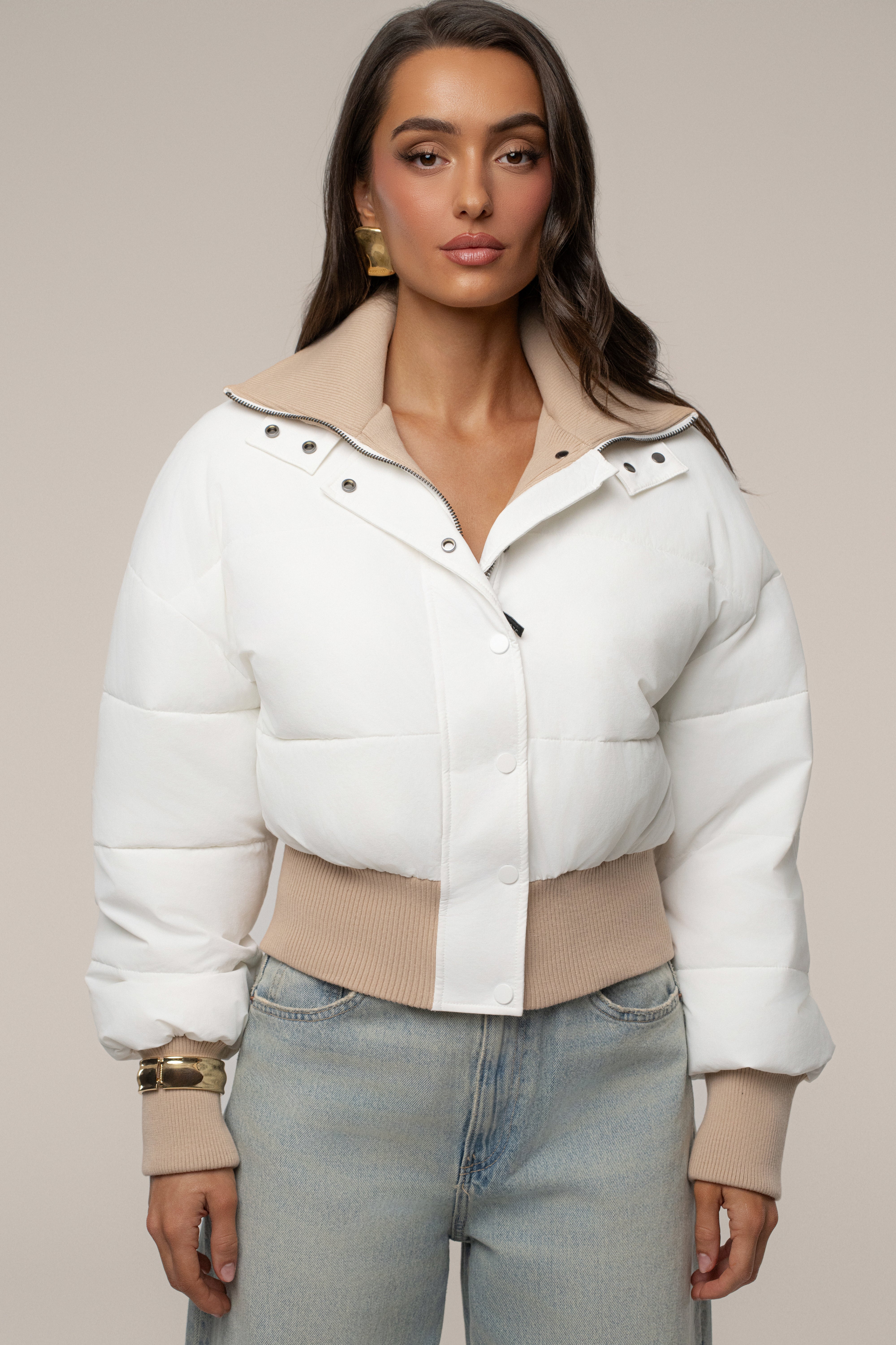 White Stassie Ribbed Jacket