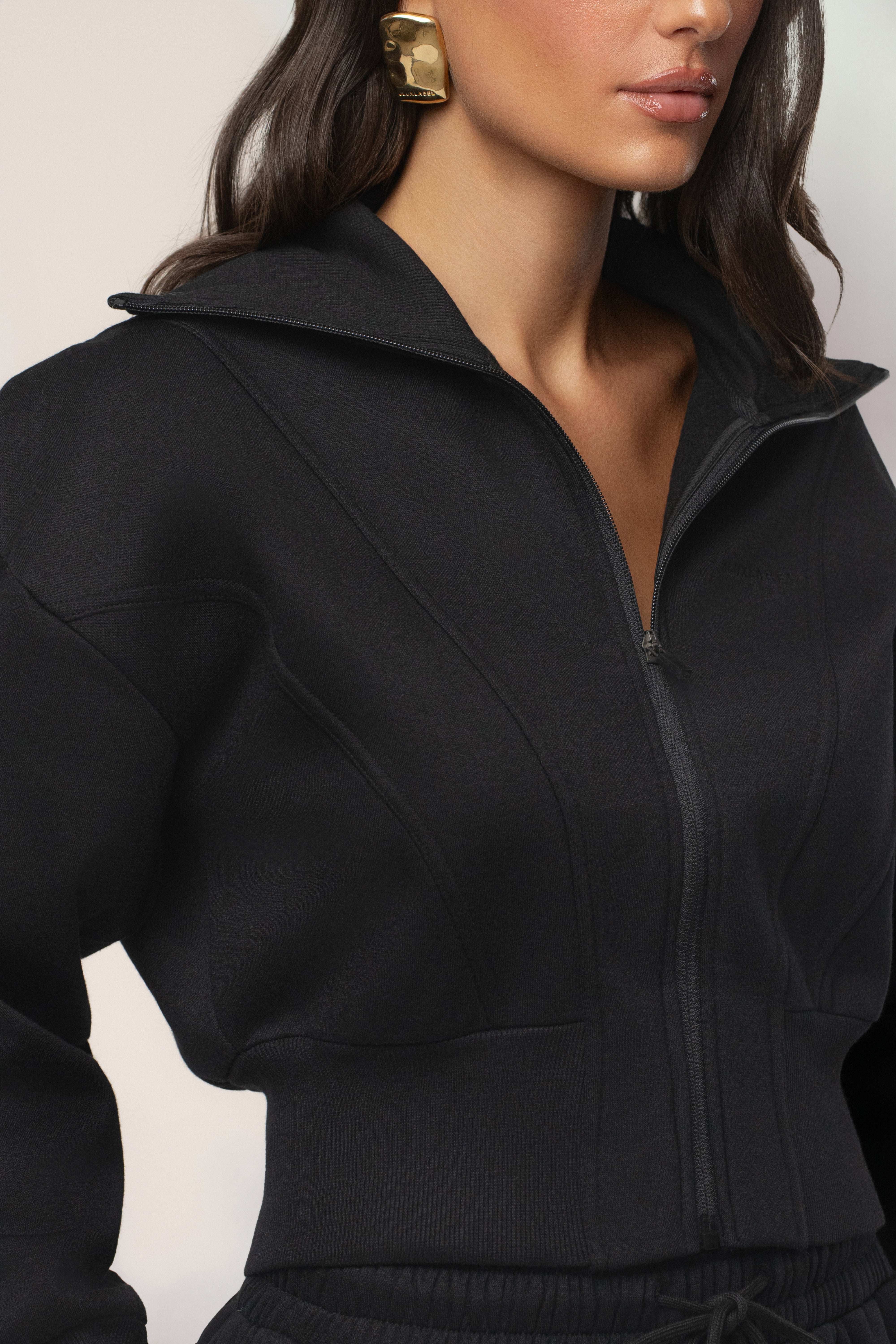 Black JLUXLABEL Logo Zip Up Jacket