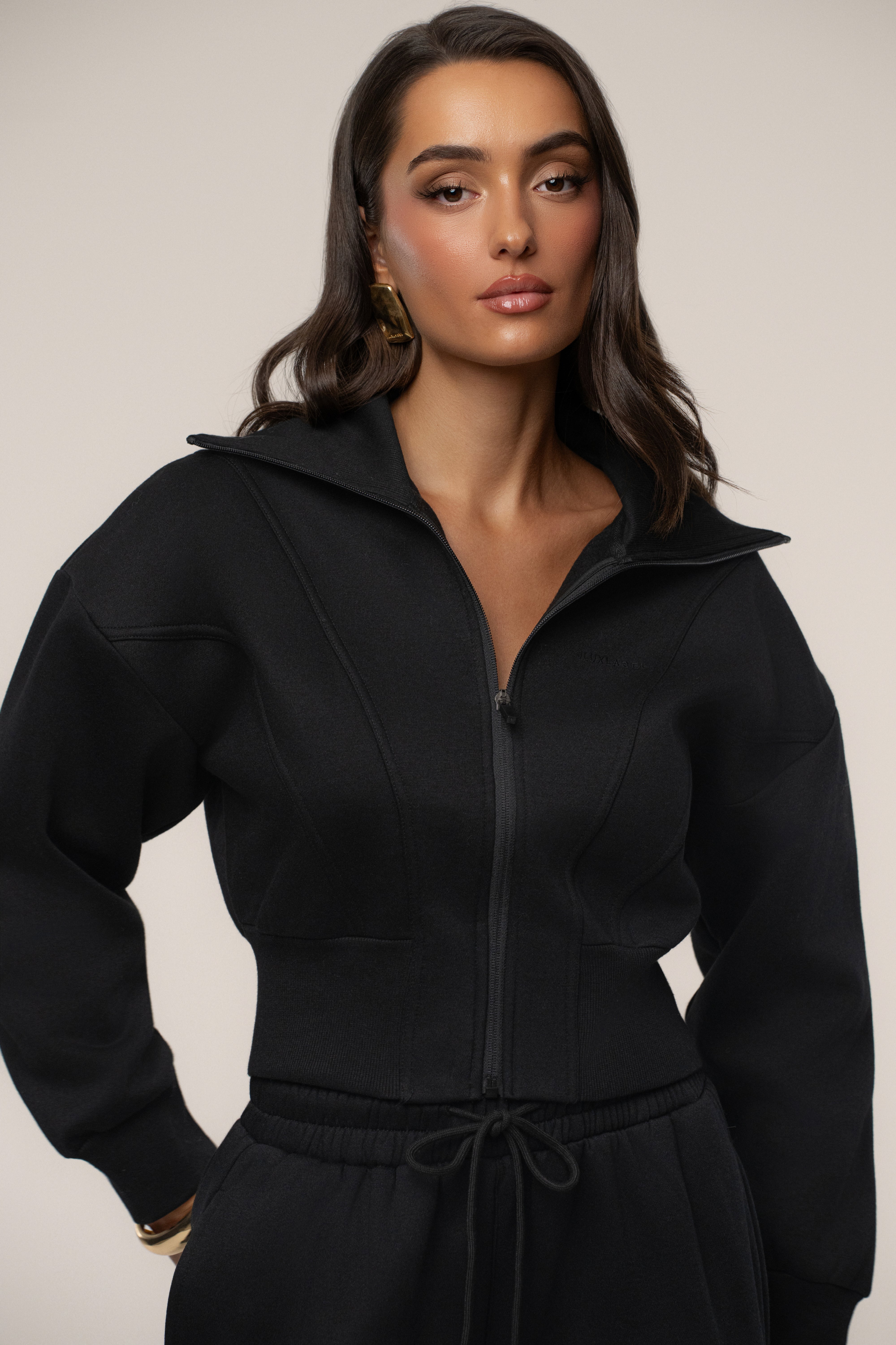 Black JLUXLABEL Logo Zip Up Jacket