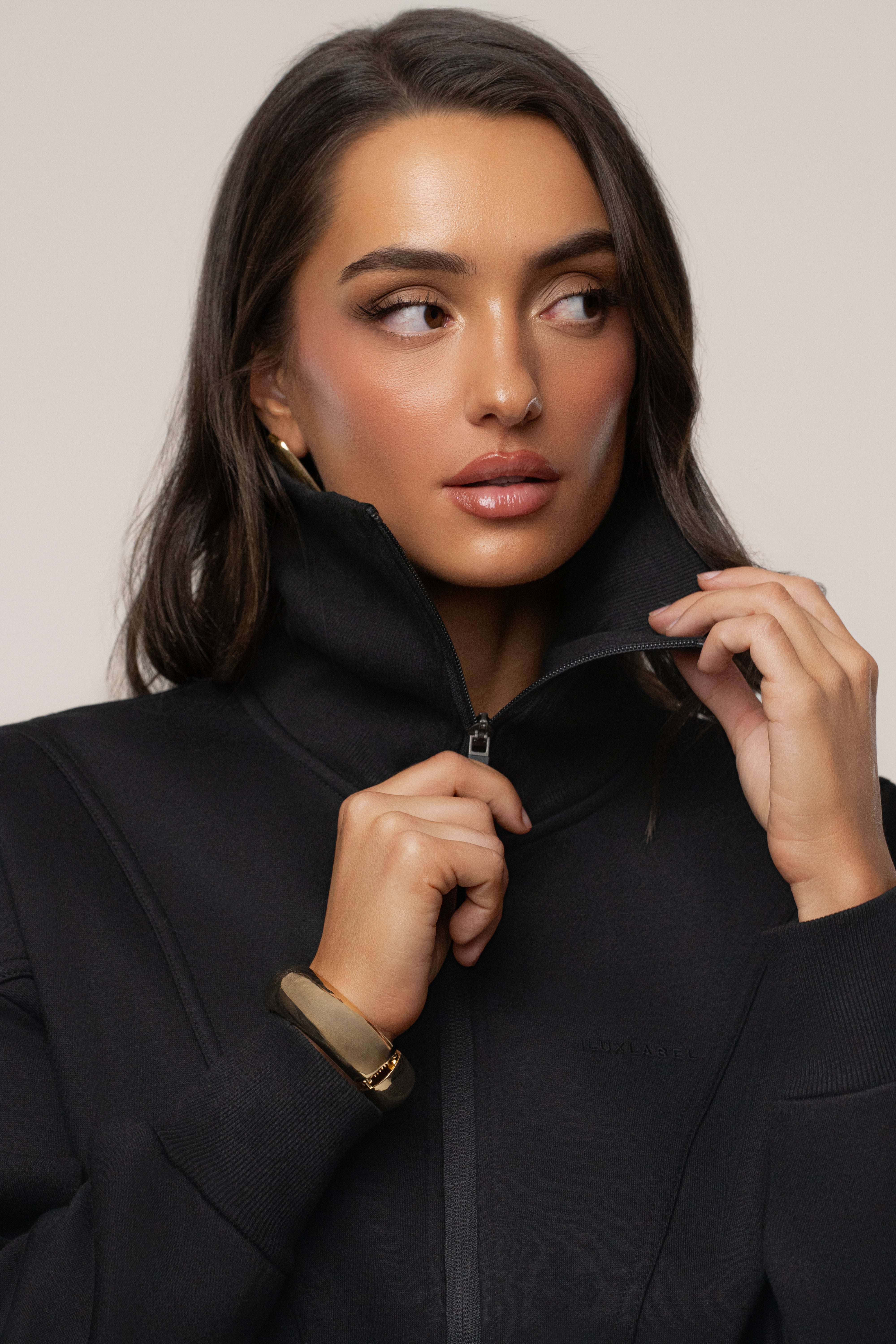 Black JLUXLABEL Logo Zip Up Jacket