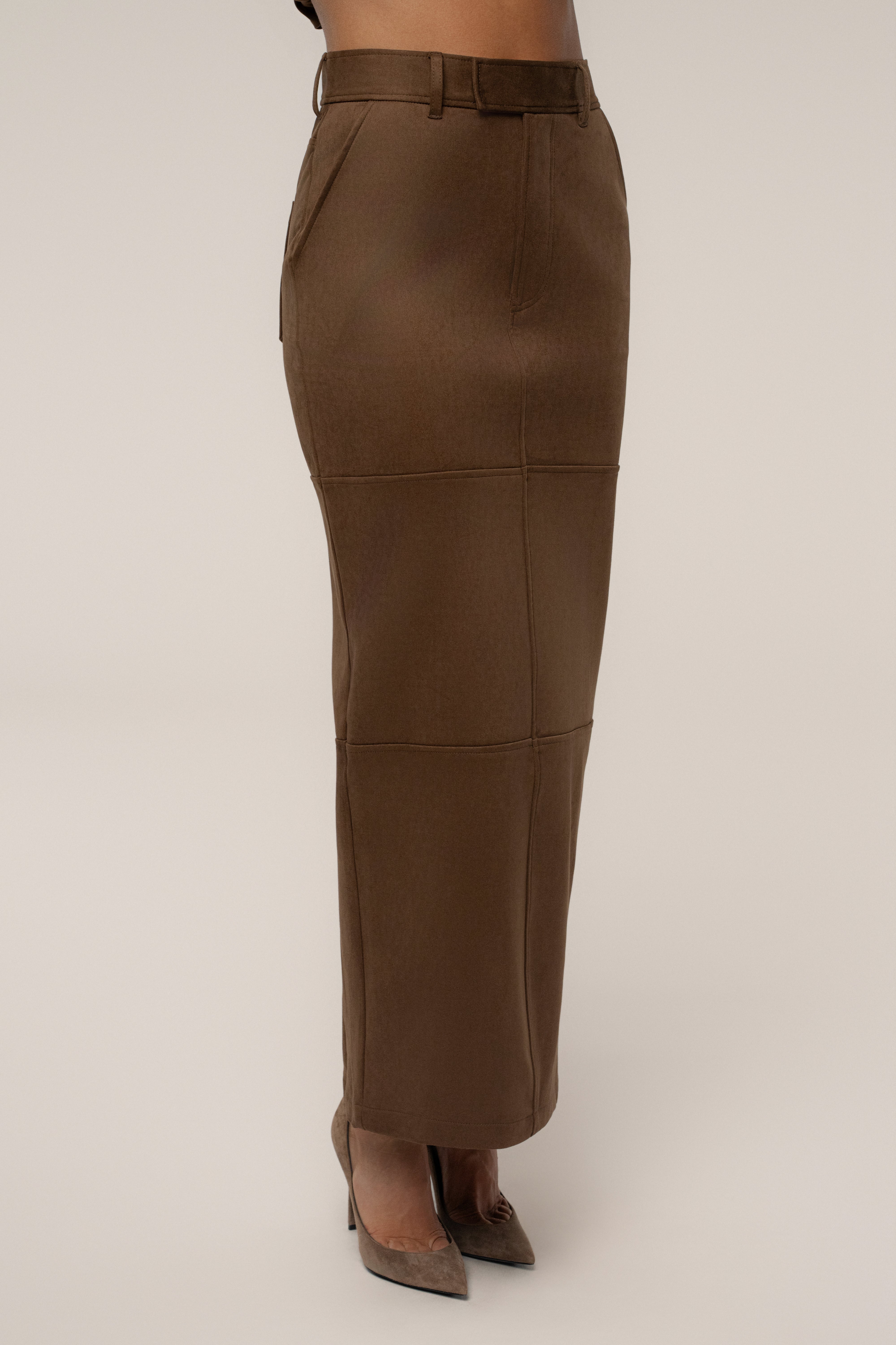 Chocolate Joy Suede Maxi Skirt