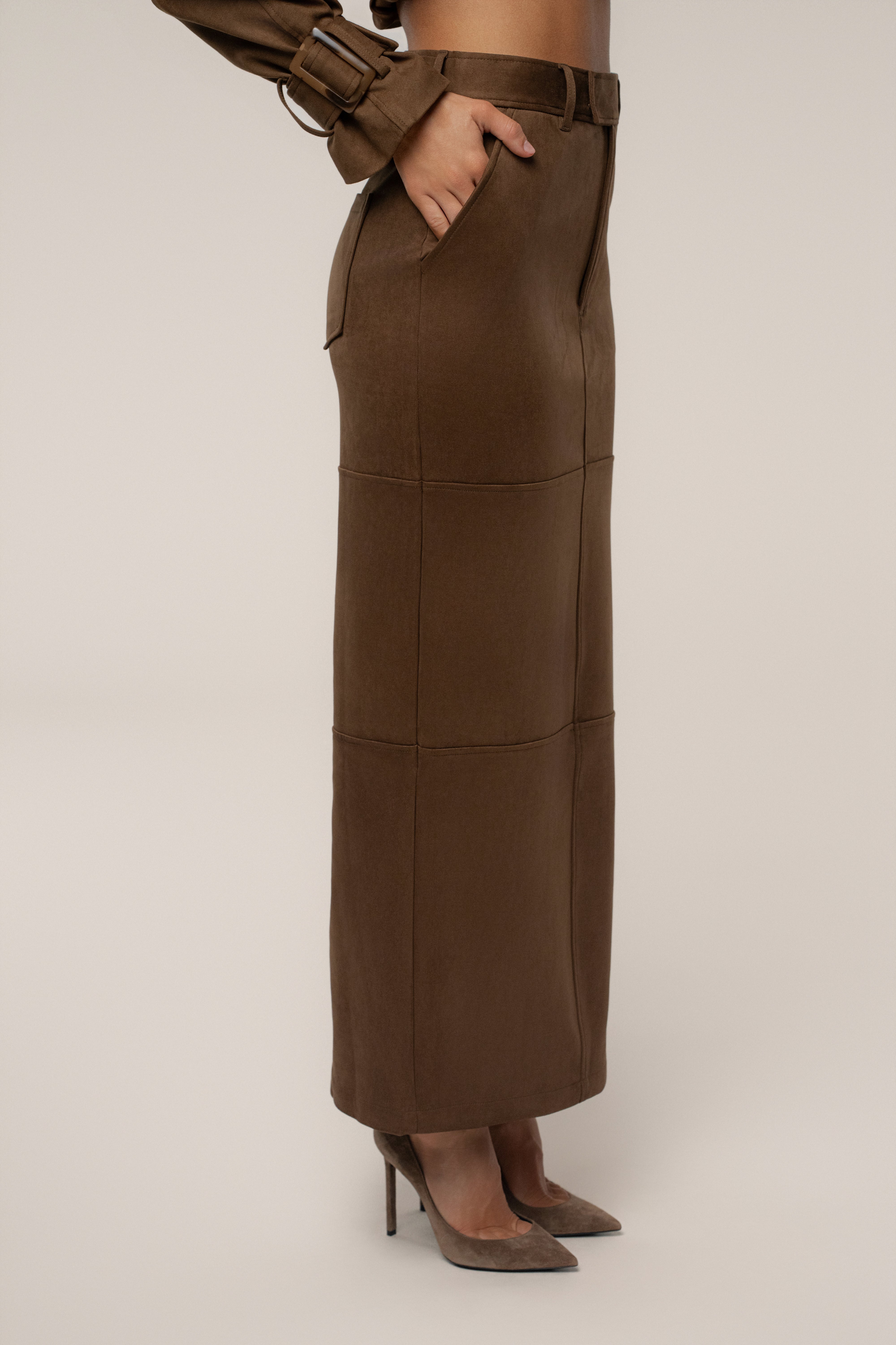 Chocolate Joy Suede Maxi Skirt