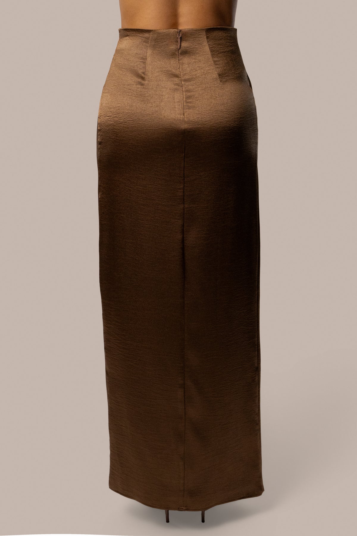 Bronze Dreamer Satin Maxi Skirt