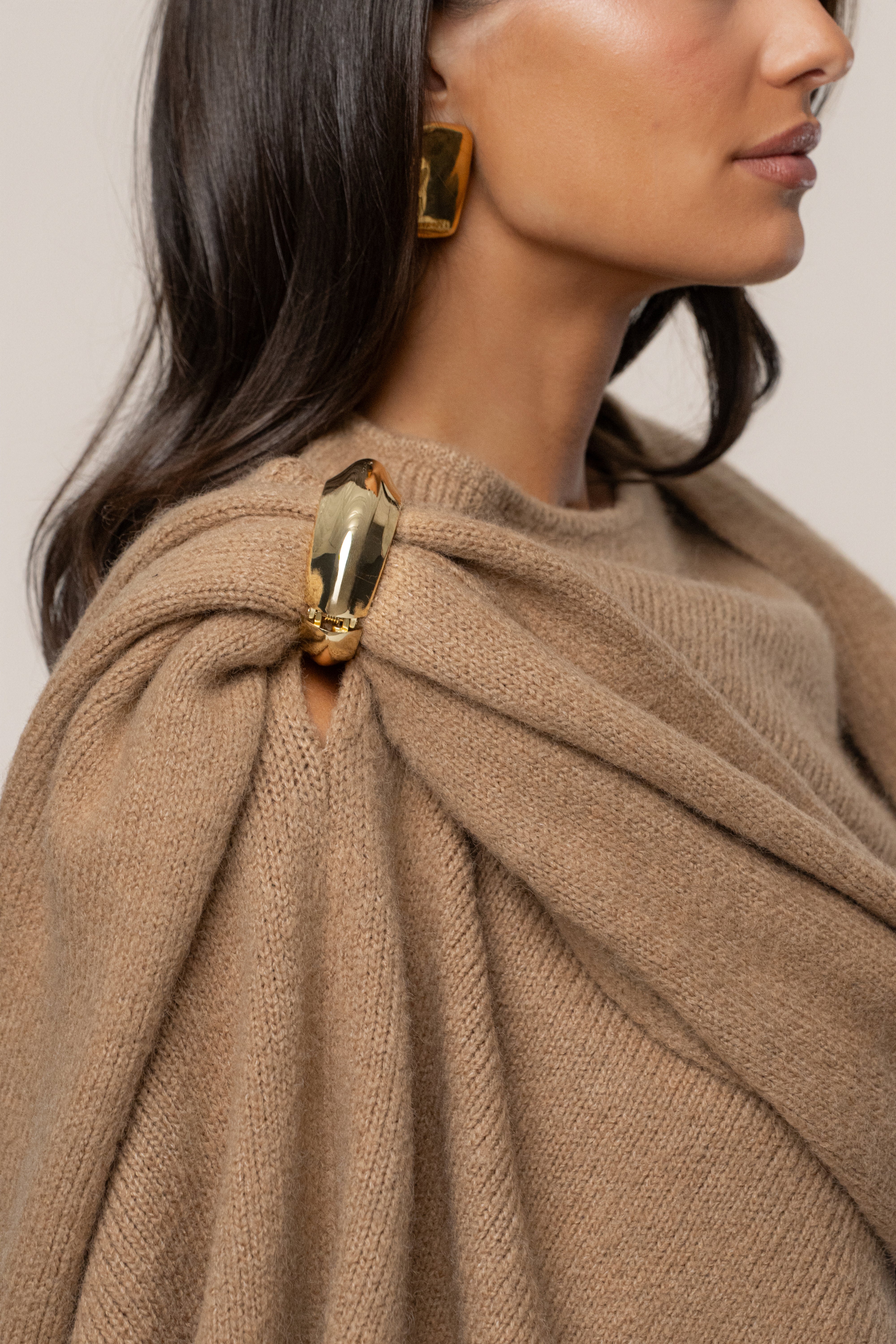 Taupe Radiance Knit Shawl