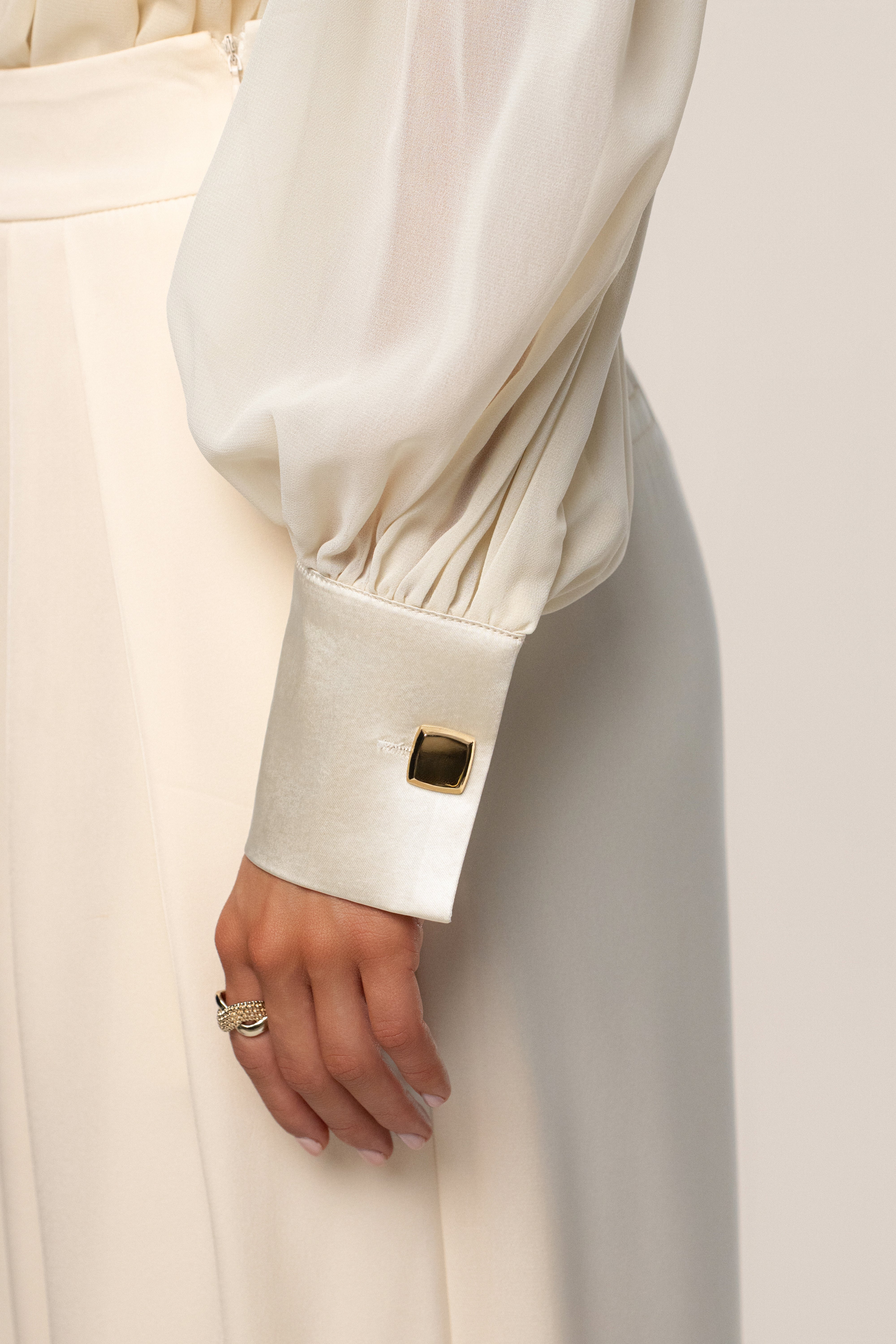 Ivory Refined Pleated Chiffon Top