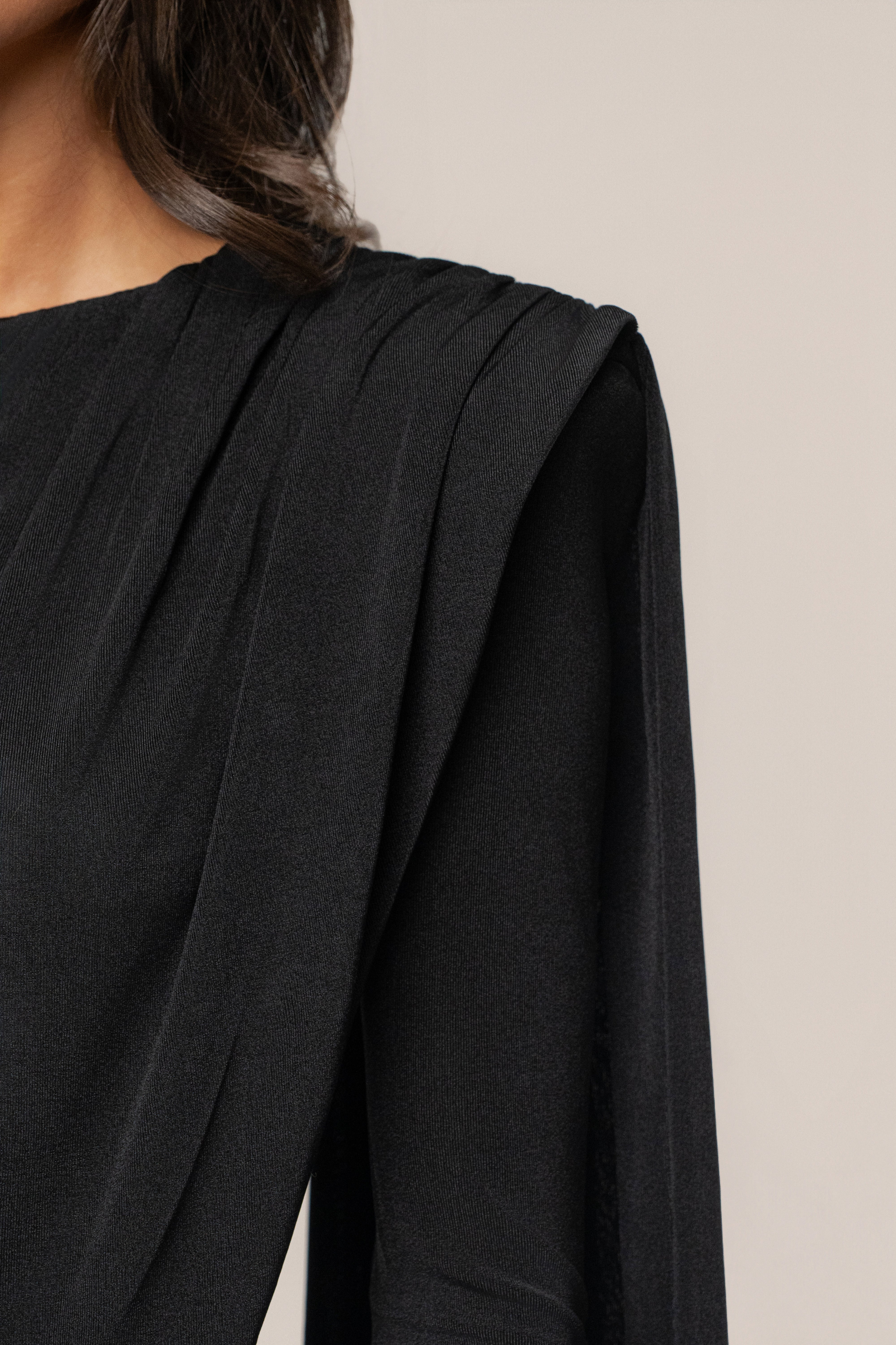 Black Midnight Draped Mini Dress