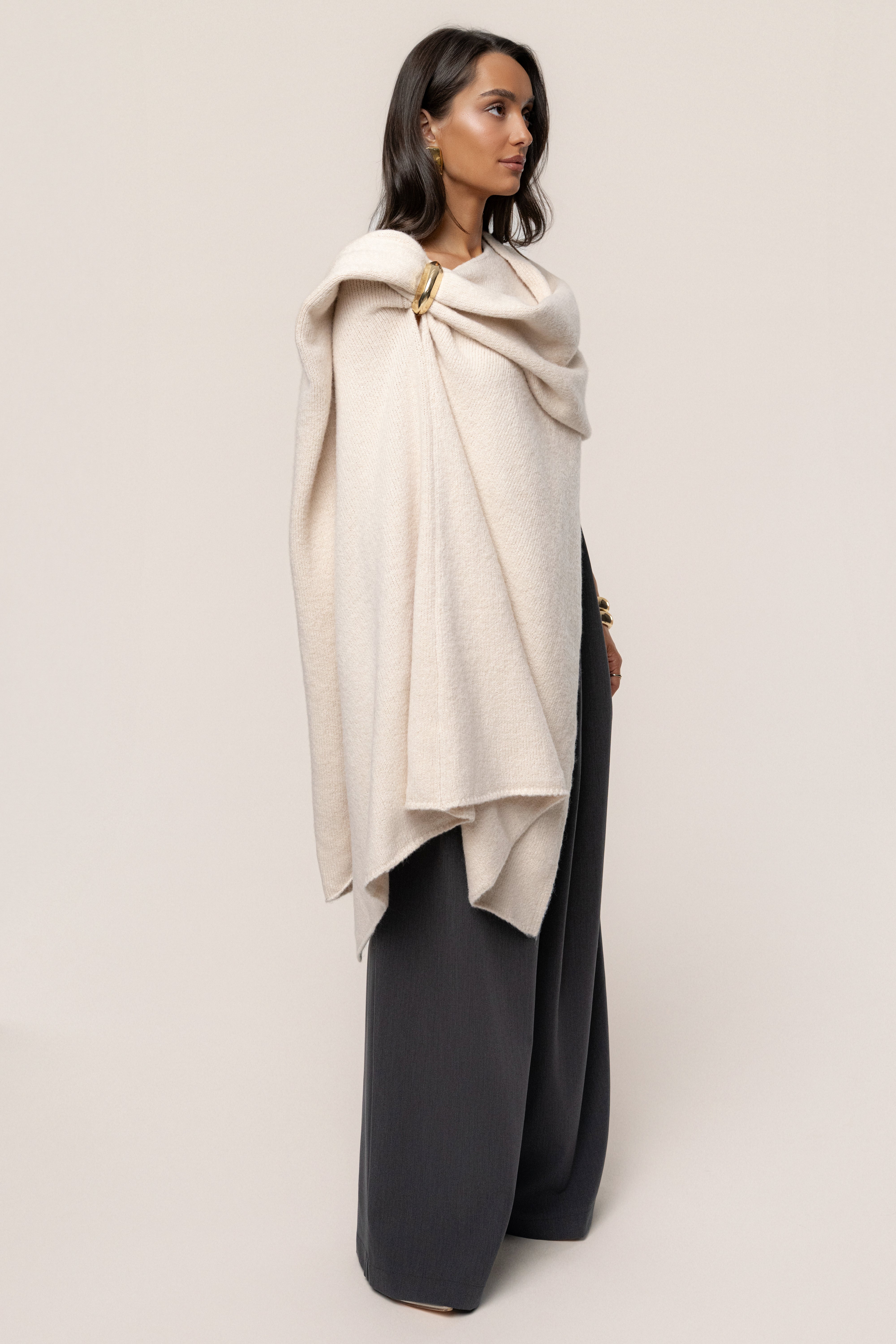 Ivory Radiance Knit Shawl