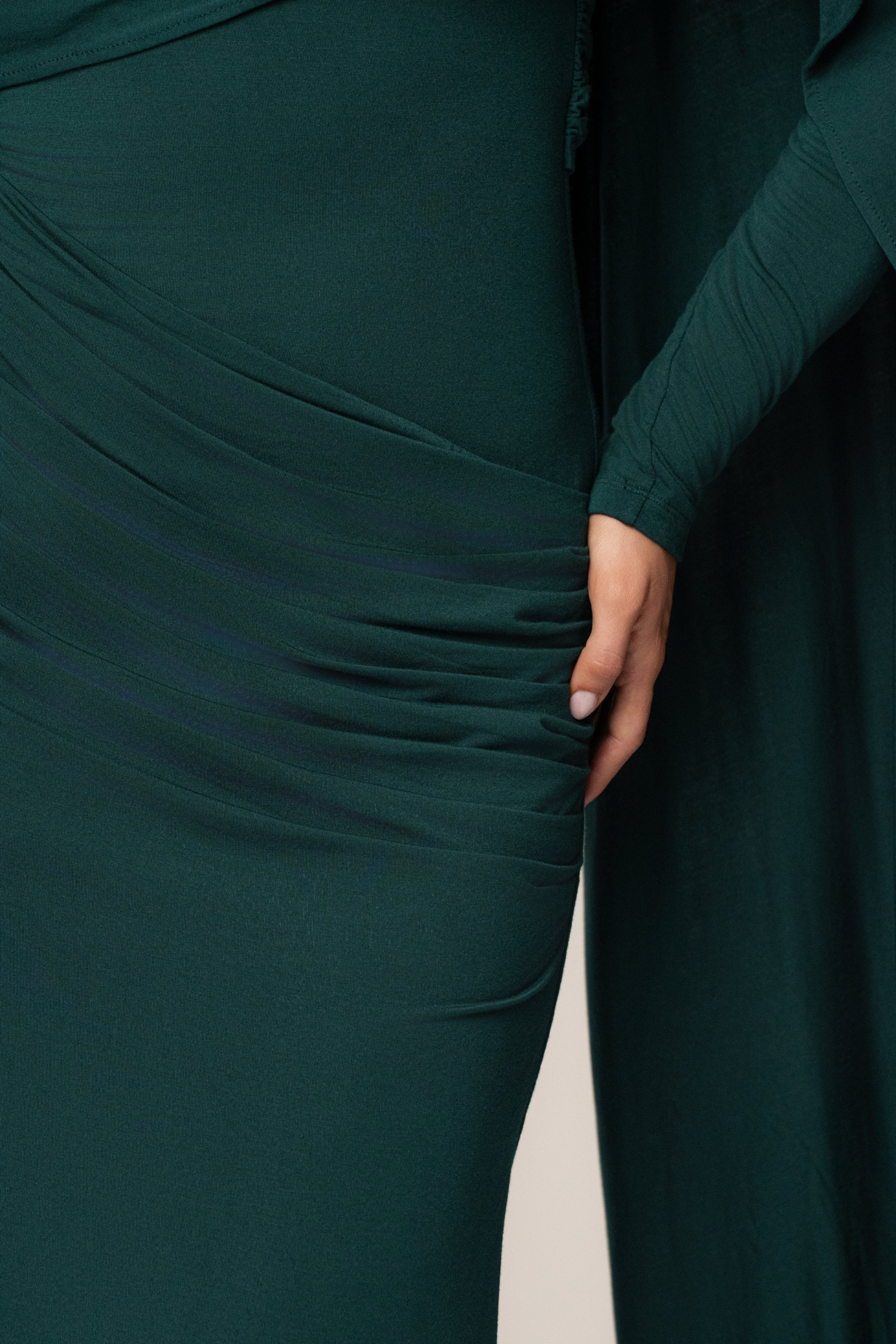 Emerald Glitz Asymmetric Maxi Dress