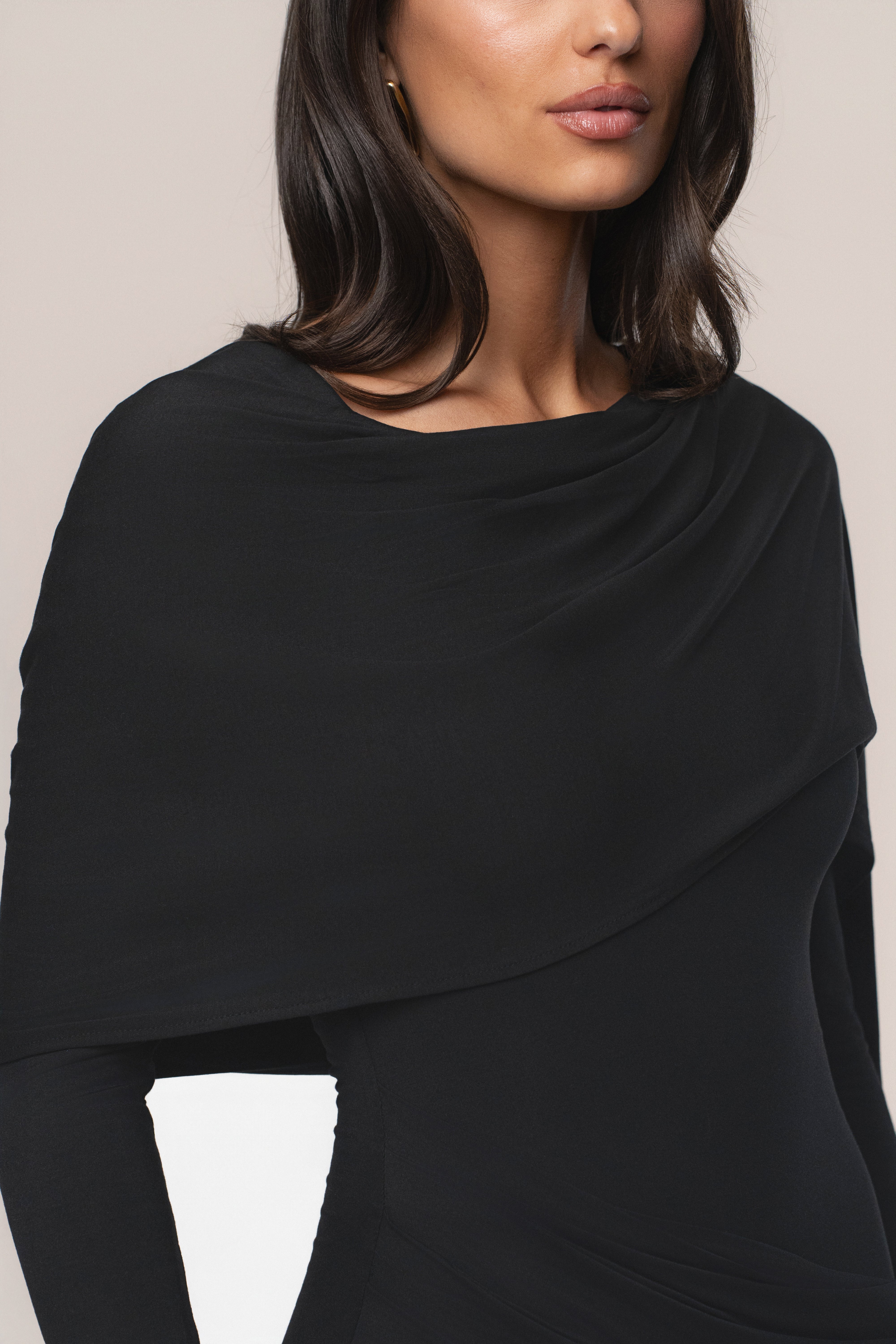 Black Glitz Asymmetric Maxi Dress