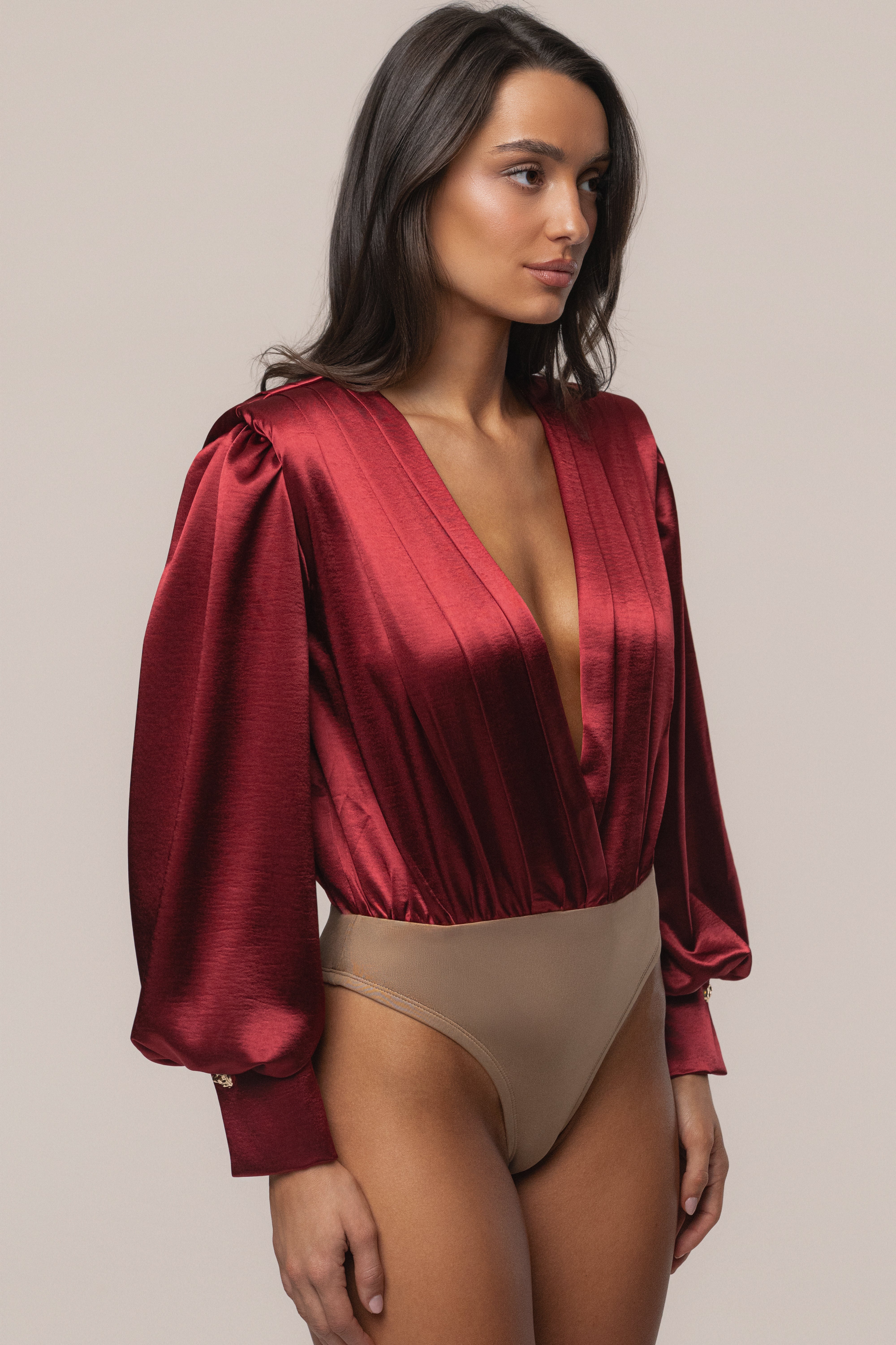 Burgundy Satin Radiance Bodysuit