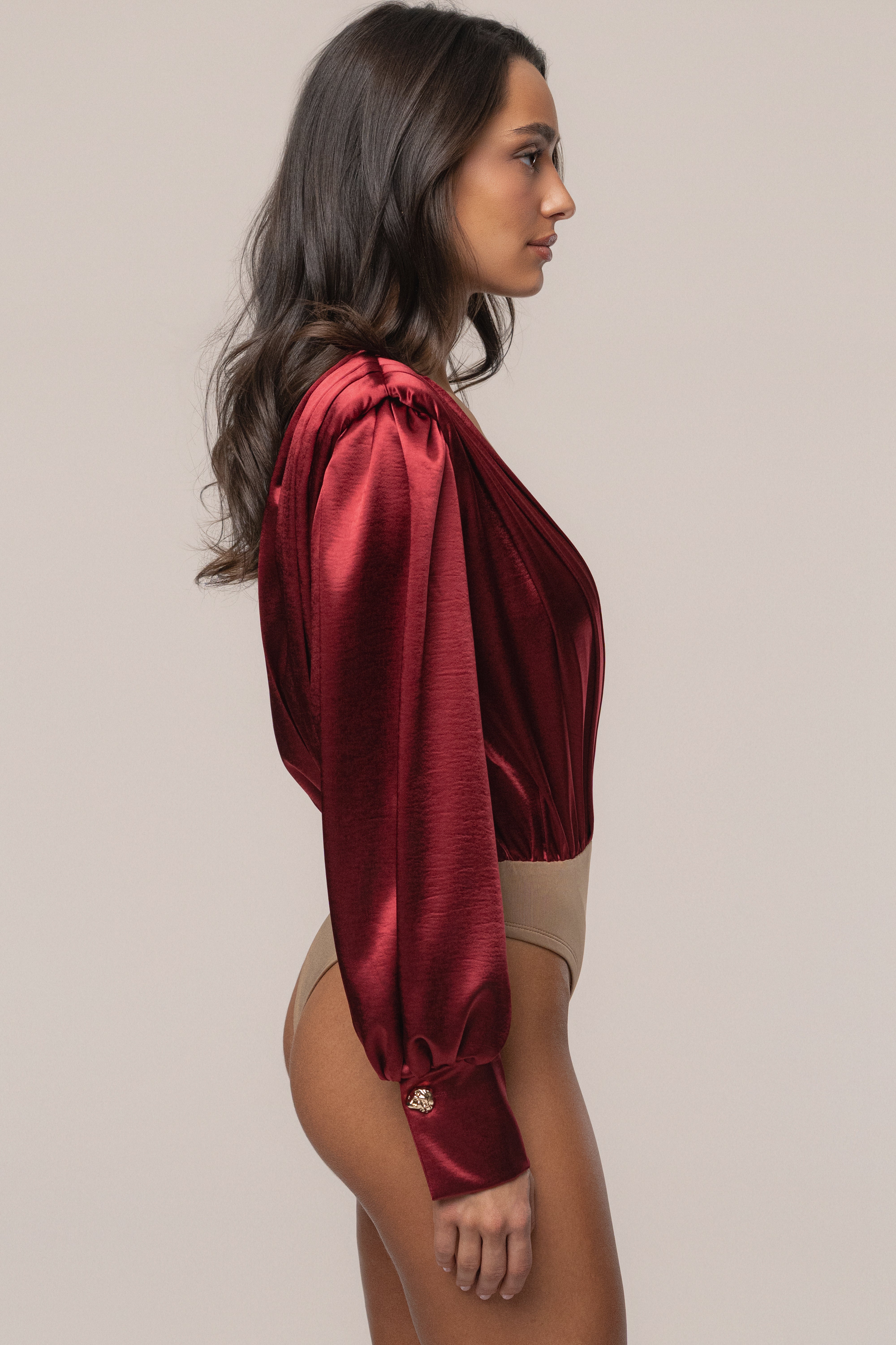 Burgundy Satin Radiance Bodysuit