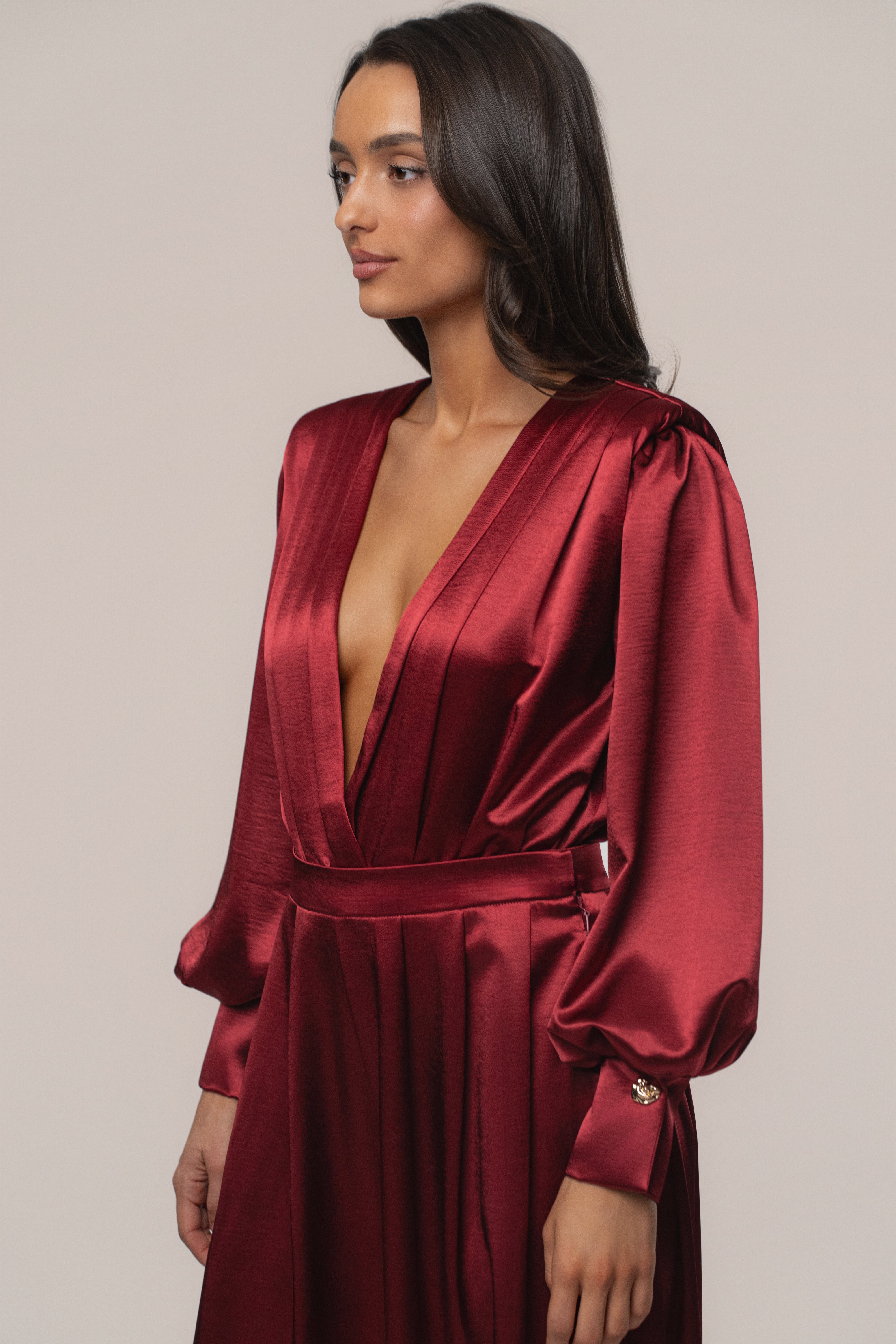 Burgundy Satin Radiance Bodysuit