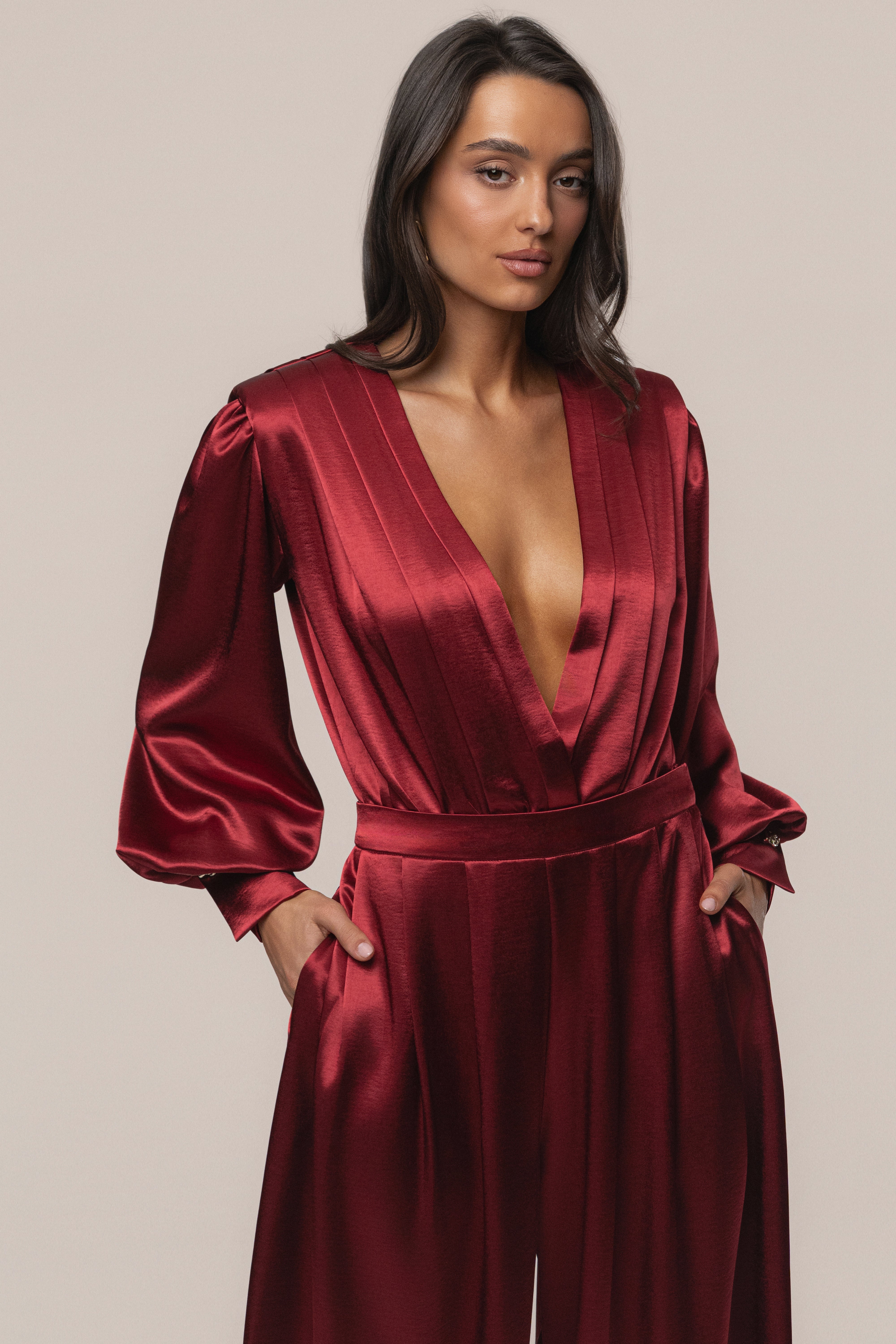 Burgundy Satin Radiance Bodysuit