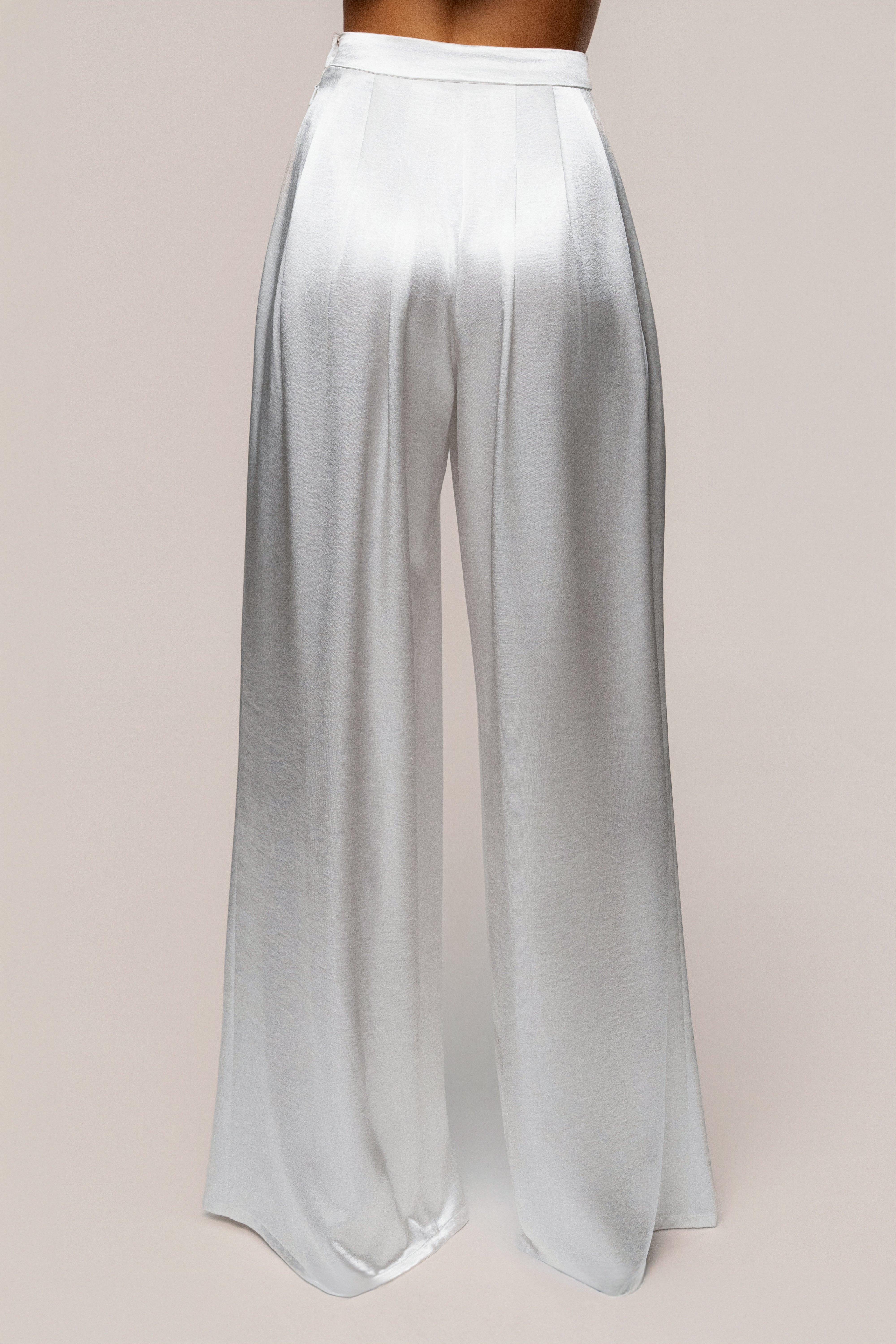 White Satin Bliss Pleated Pant