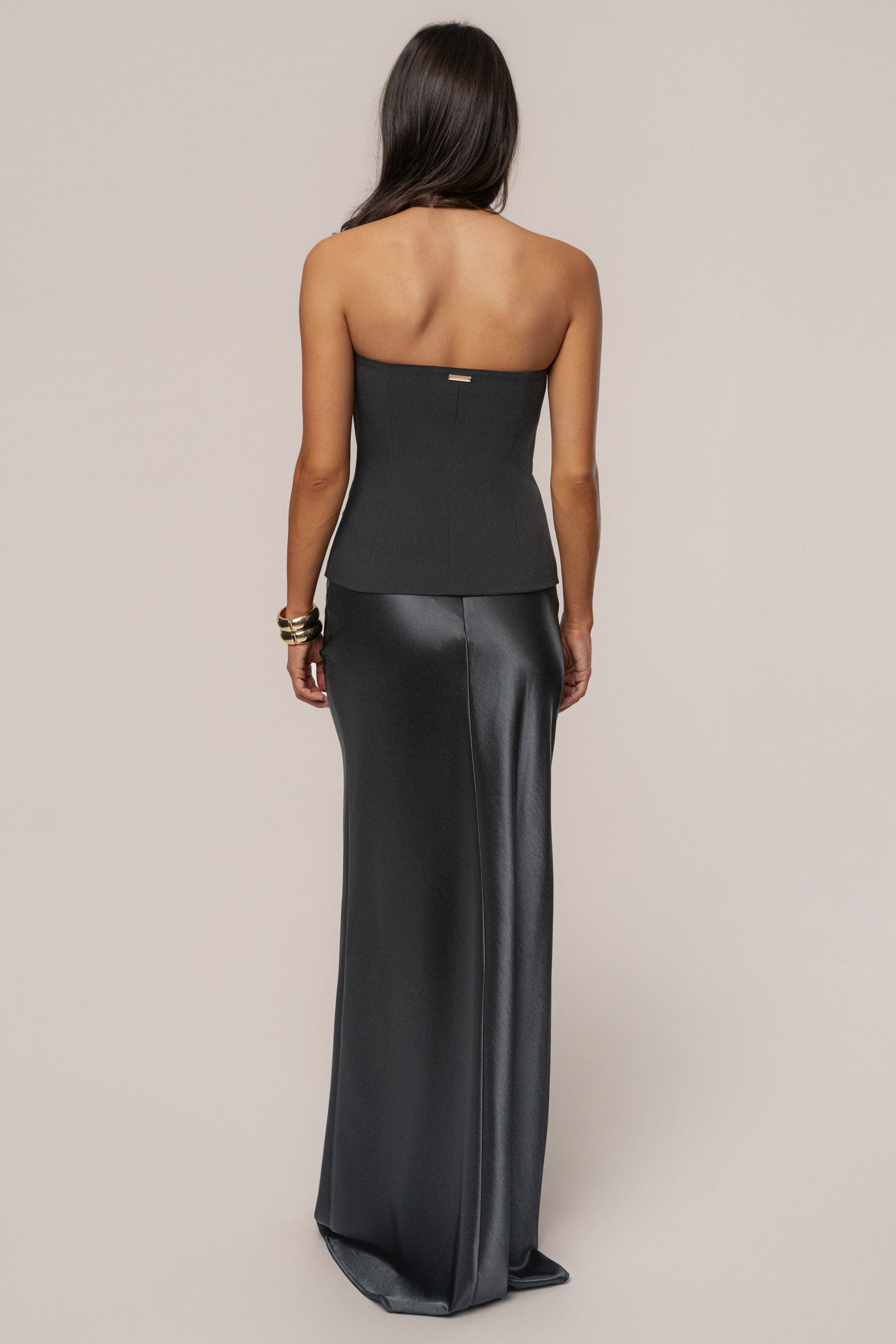 Black Tradition Satin Maxi Skirt - JLUXLABEL